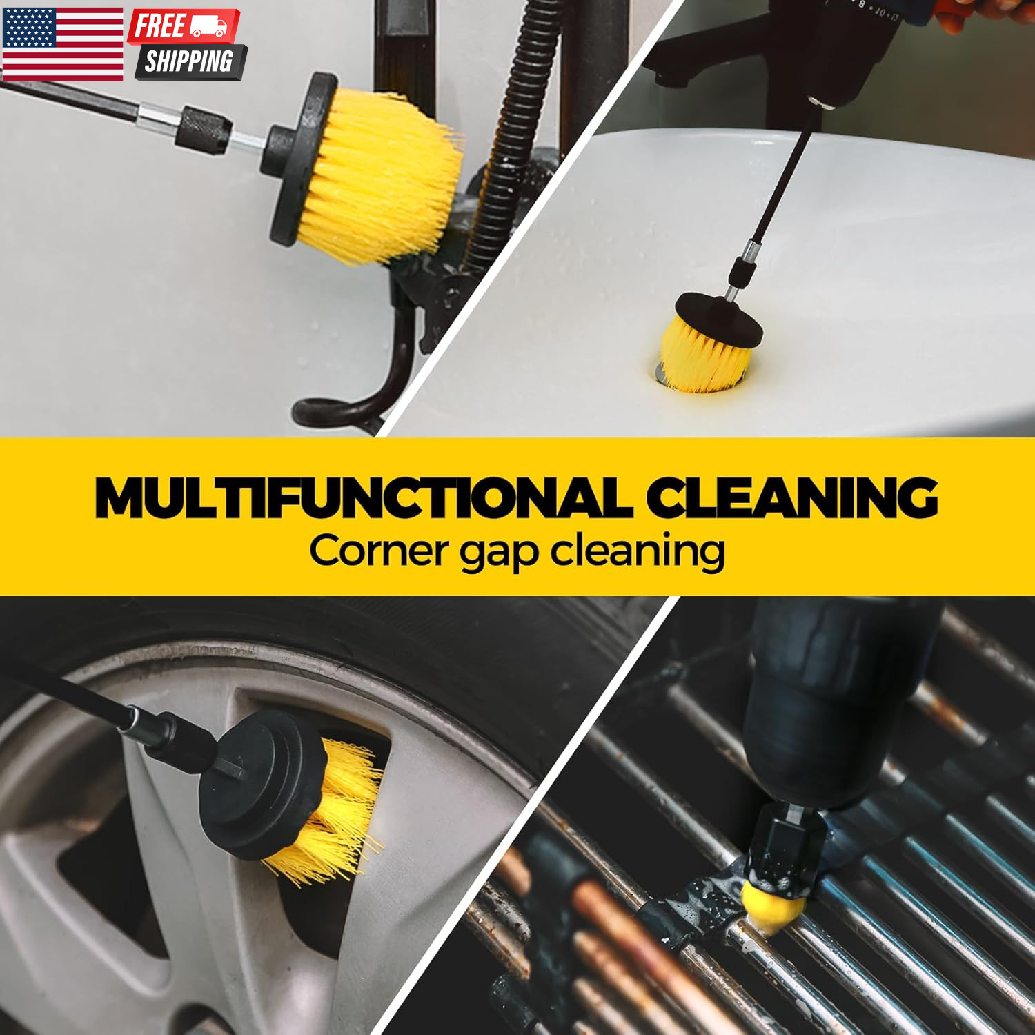 6Pack Drill Brush Power Scrubber Cleaning Brush Extended Long Attachment Set All