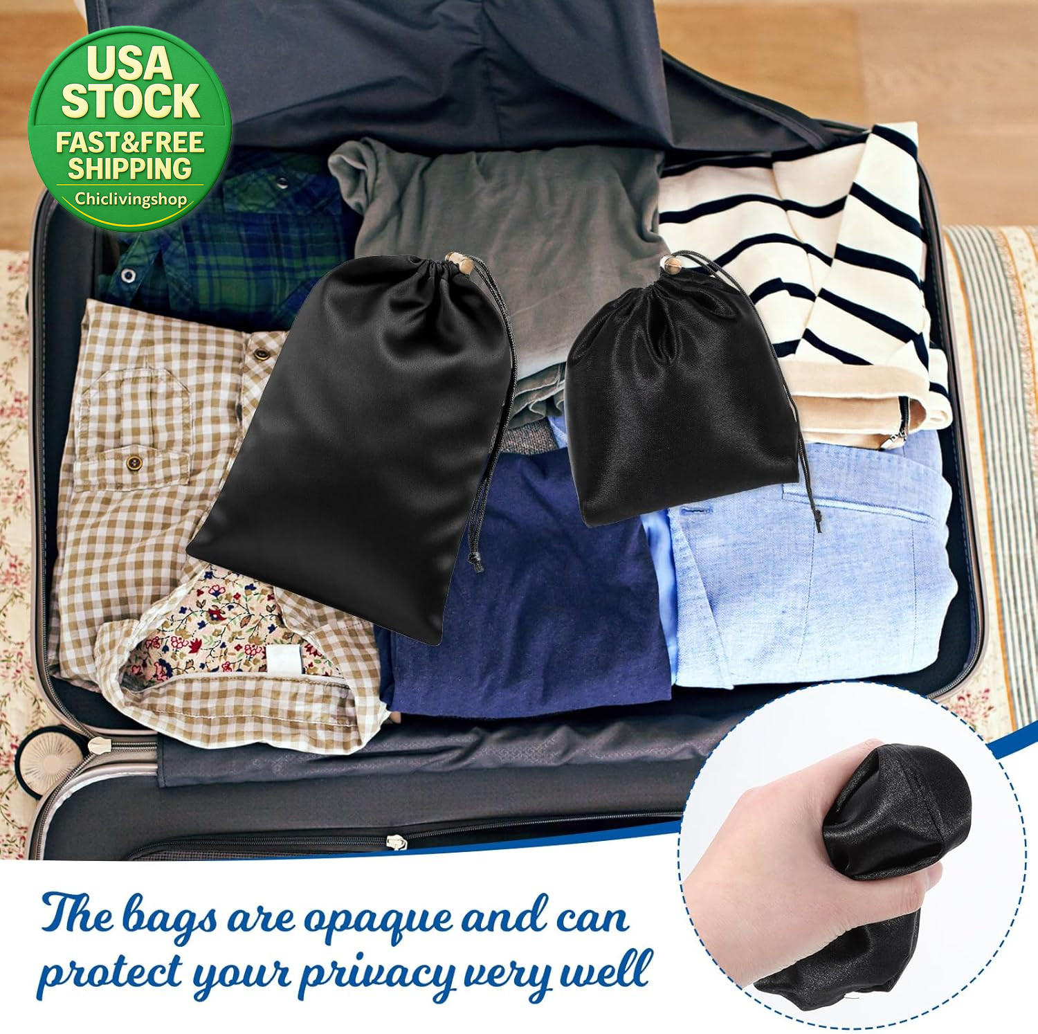 Toy Storage Bags Satin Silk Drawstring Pouch 6 Pcs Adjustable Microfiber Black