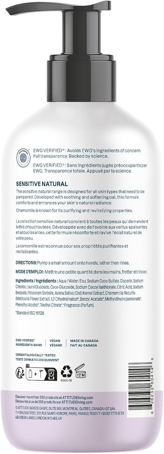 Hand Soap for Sensitive Skin with Oat, EWG Verified, Dermatologically Tested,