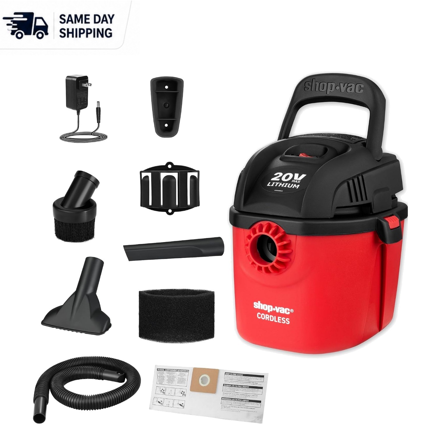 1 Gallon Cordless Wet/Dry Vac with 3-in-1 Functionality – Lightweight & Powerful