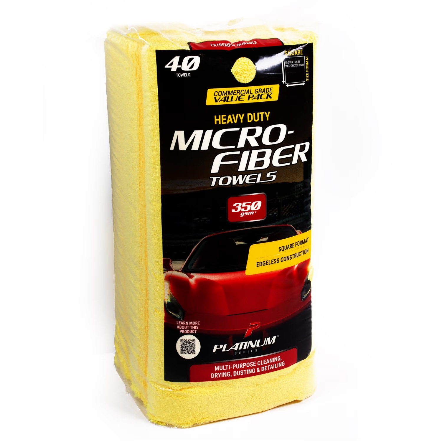 2 Pack Platinum Series Heavy Duty Microfiber Cleaning Detailing Towels 40 Ct