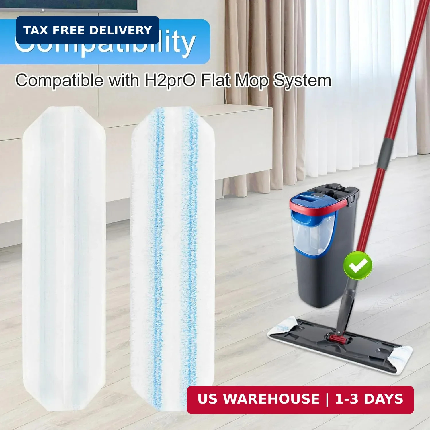 6 Pack Microfiber Replacement Mop Pads for O-Cedar H2prO Flat Mop System, Washab