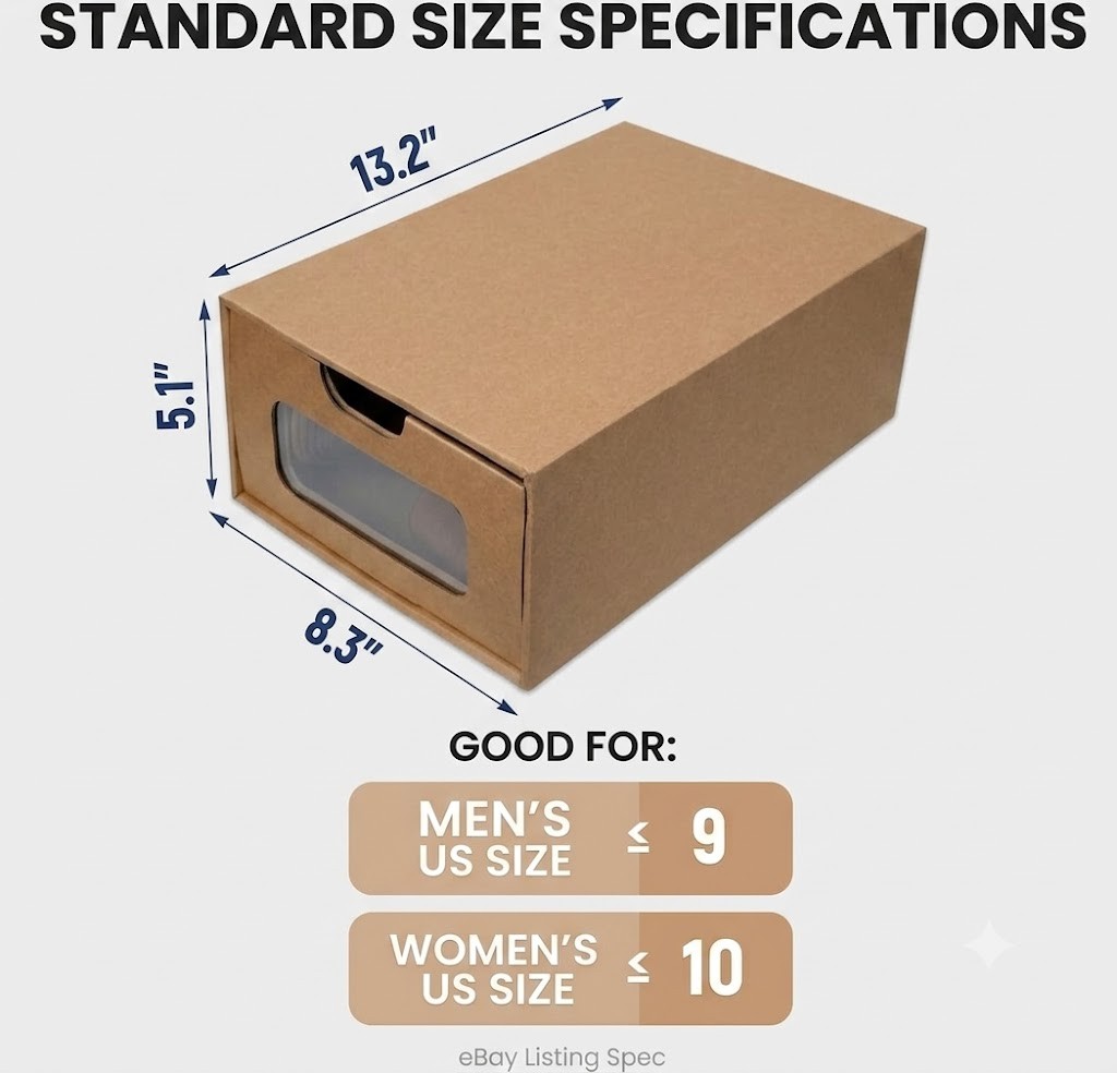 Shoe Box Organizer 12 Pack Stackable Cardboard Storage Drawer Window Closet