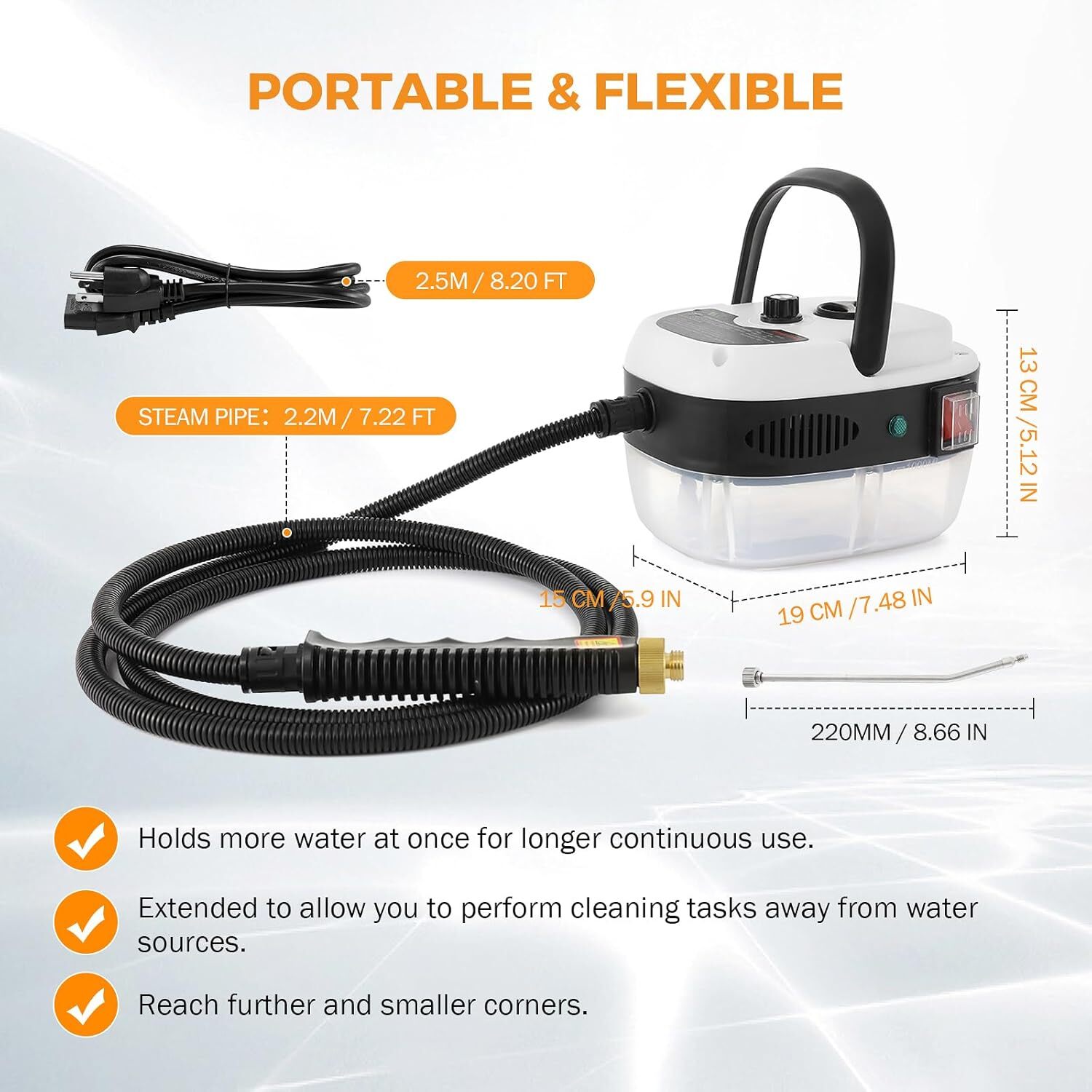 2500W Handheld Car Detailing Cleaning Machine High Temp Steam Cleaner Household