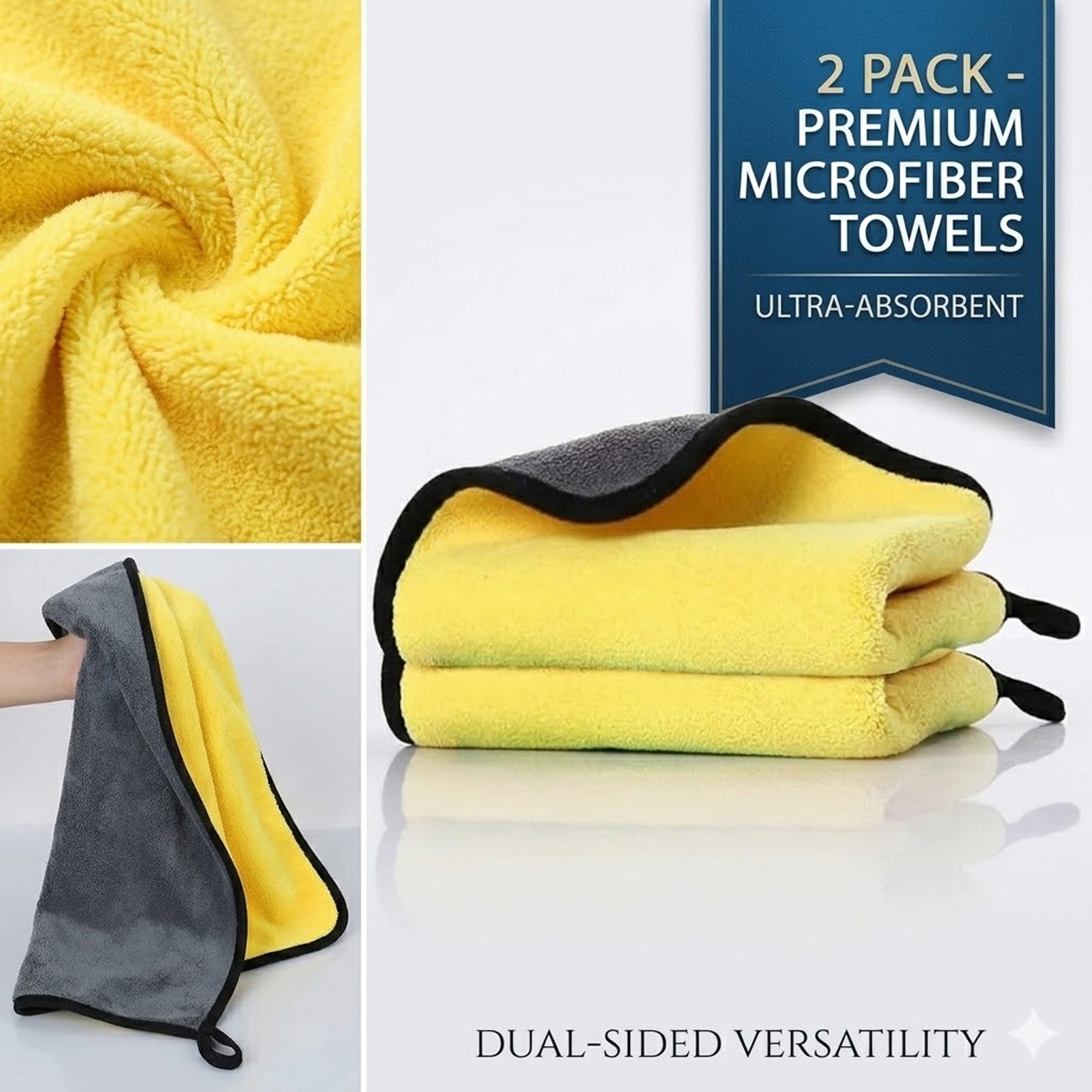 2/10/50 Pack Microfiber Cleaning Towels For Car Wash Drying Detailing