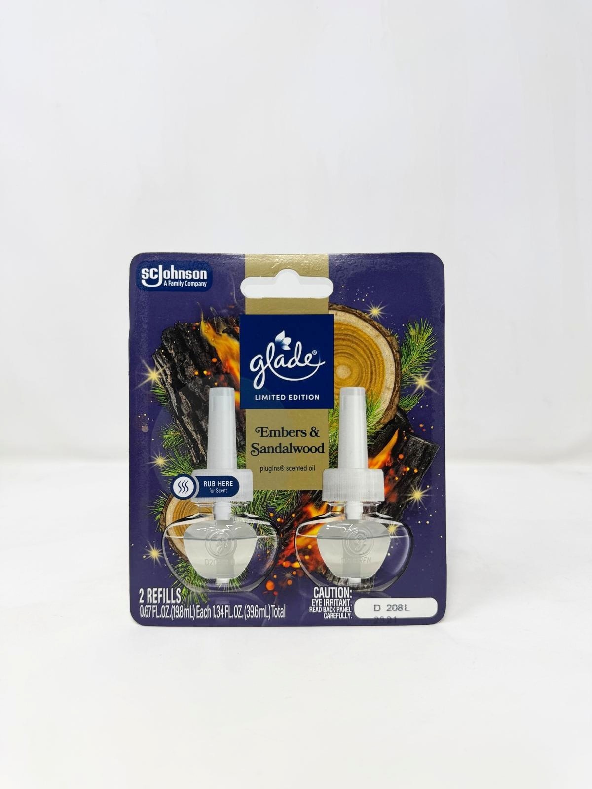Glade PlugIns Scented Oil Refills, Embers & Sandalwood, 0.67oz, 2 Count