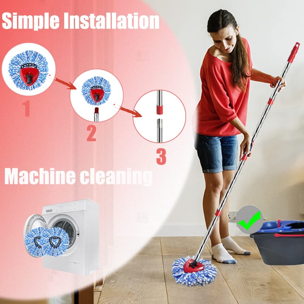Spin Mop Head Base Handle Replacement For Oceda Easywring Rinseclean Microfiber