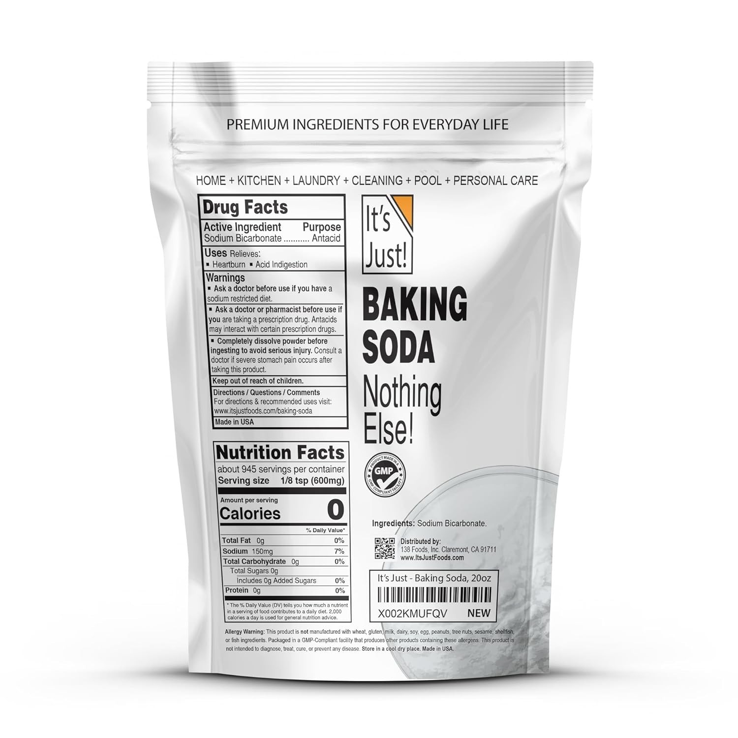 1.25 Pound Pure Sodium Bicarbonate – Additive Free and Eco-Friendly Solution