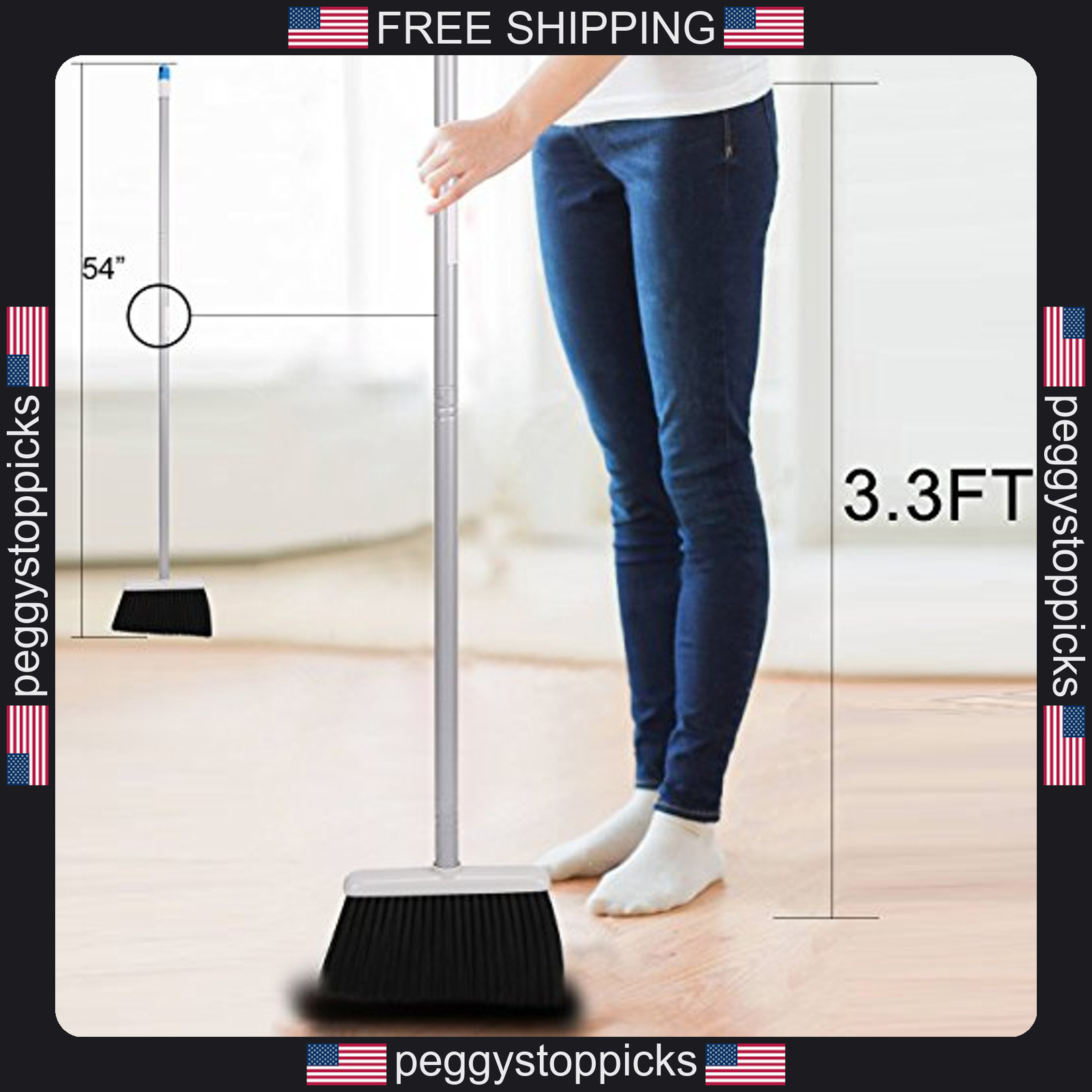 Extendable Floor Broom and Dustpan Set for Indoor Outdoor Cleaning