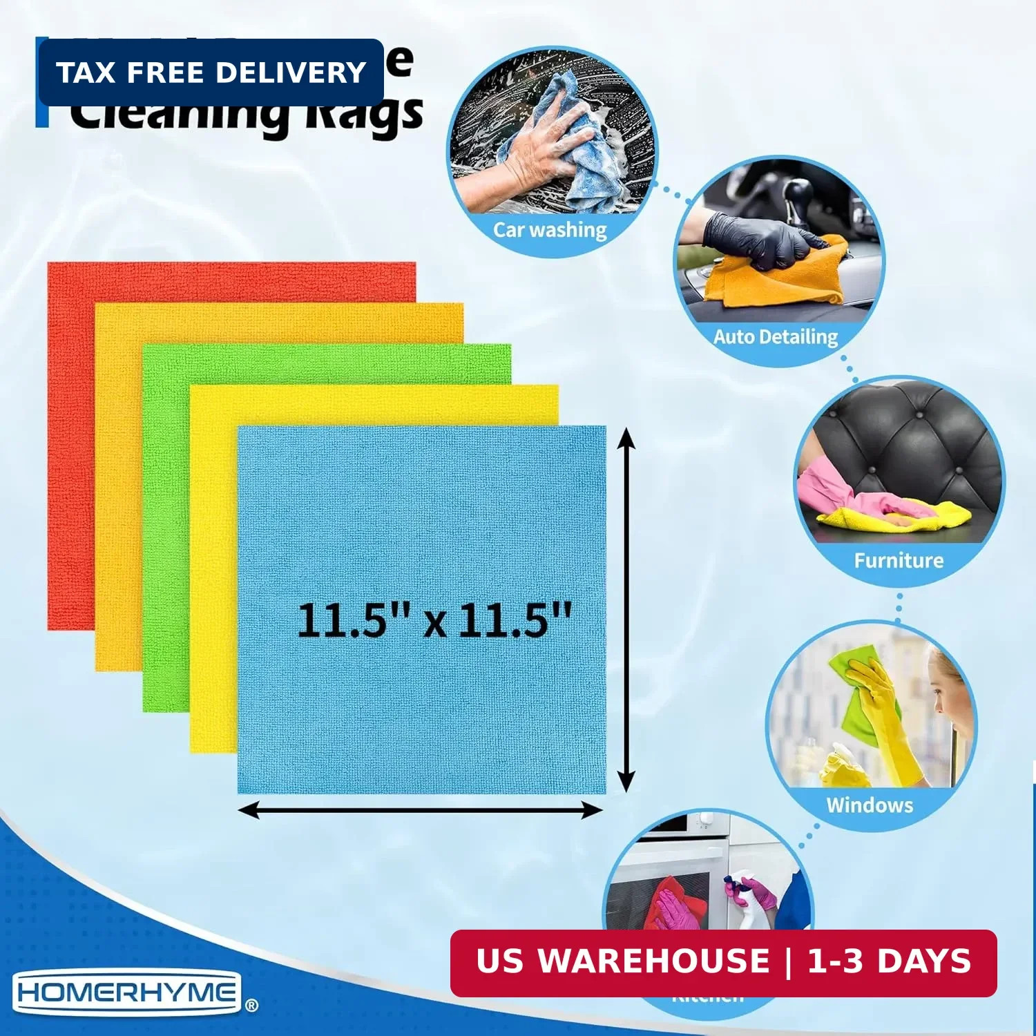 Microfiber Cleaning Cloth, 100 Pack Cleaning Rags Microfiber Towel Bulk Absorben