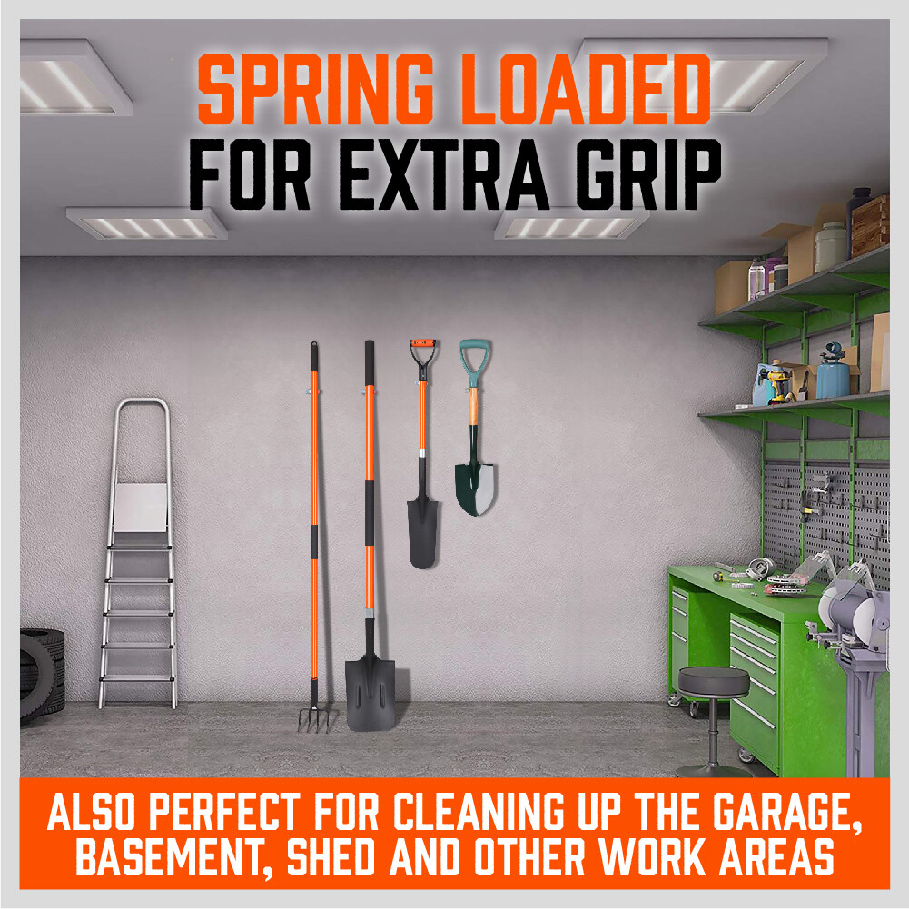 Garden Tool Organizer 10 Pack Shovel Broom Mop Holder Wall Mount Spring Grip H-D