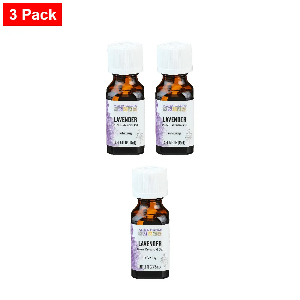 Aura Cacia 100% Pure Lavender Essential Oil – 15 Ml (0.5 Fl. Oz.)- 3 Pack