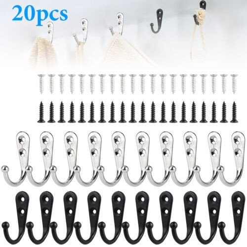 20pcs Wall Hooks for hanging, Metal Wall Hooks for Coats, Coat hooks for Wall US