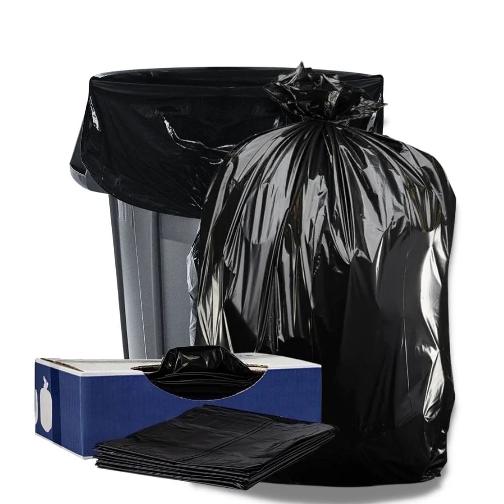Durable 32-33 Gallon Trash Bags, 1.0 Mil, 100 Count, Black Garbage Liners