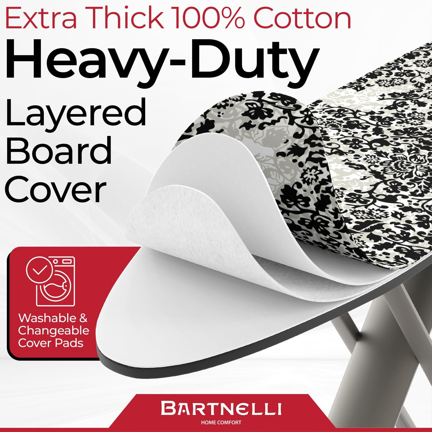 Pro Luxury Ironing Board – Extra Wide 51X19 Ironing Surface, Ultra-Premium Alumi