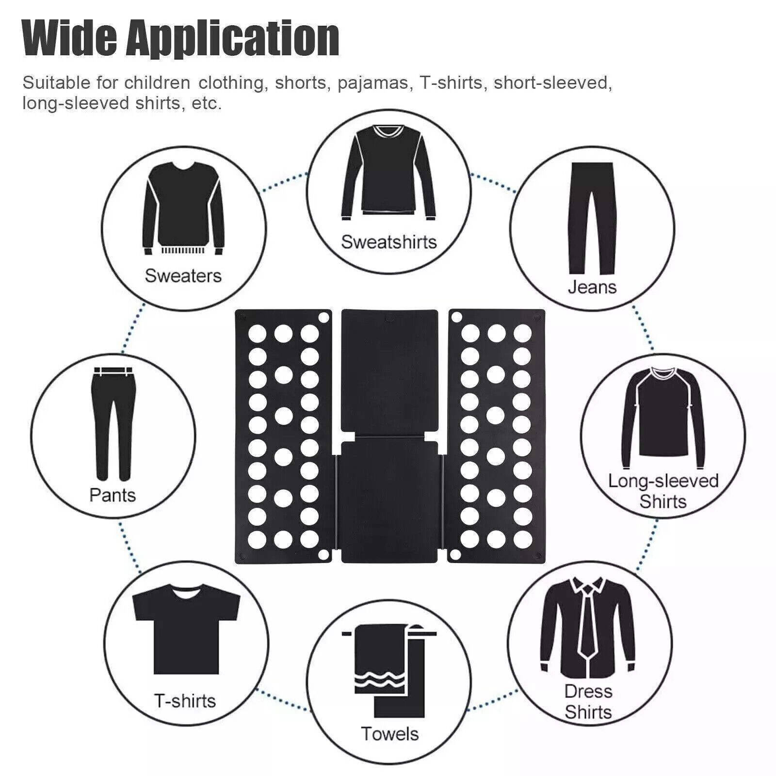 Clothes Folder Folding Board Laundry Organizer T-Shirt Fast Fold Flip Adjustable