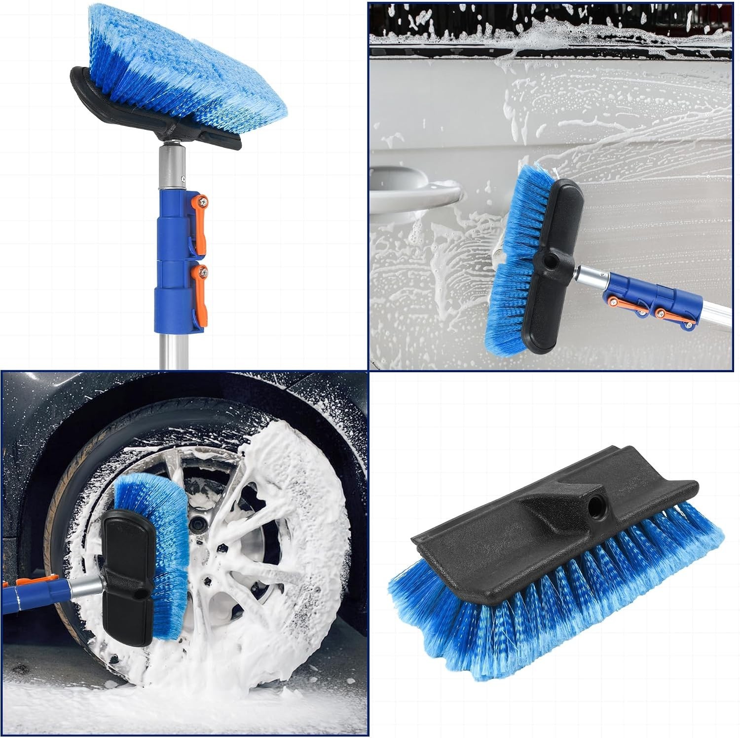 20 FT Exterior House Cleaning Brush Set with 5-12 Foot Telescoping Extension Pol