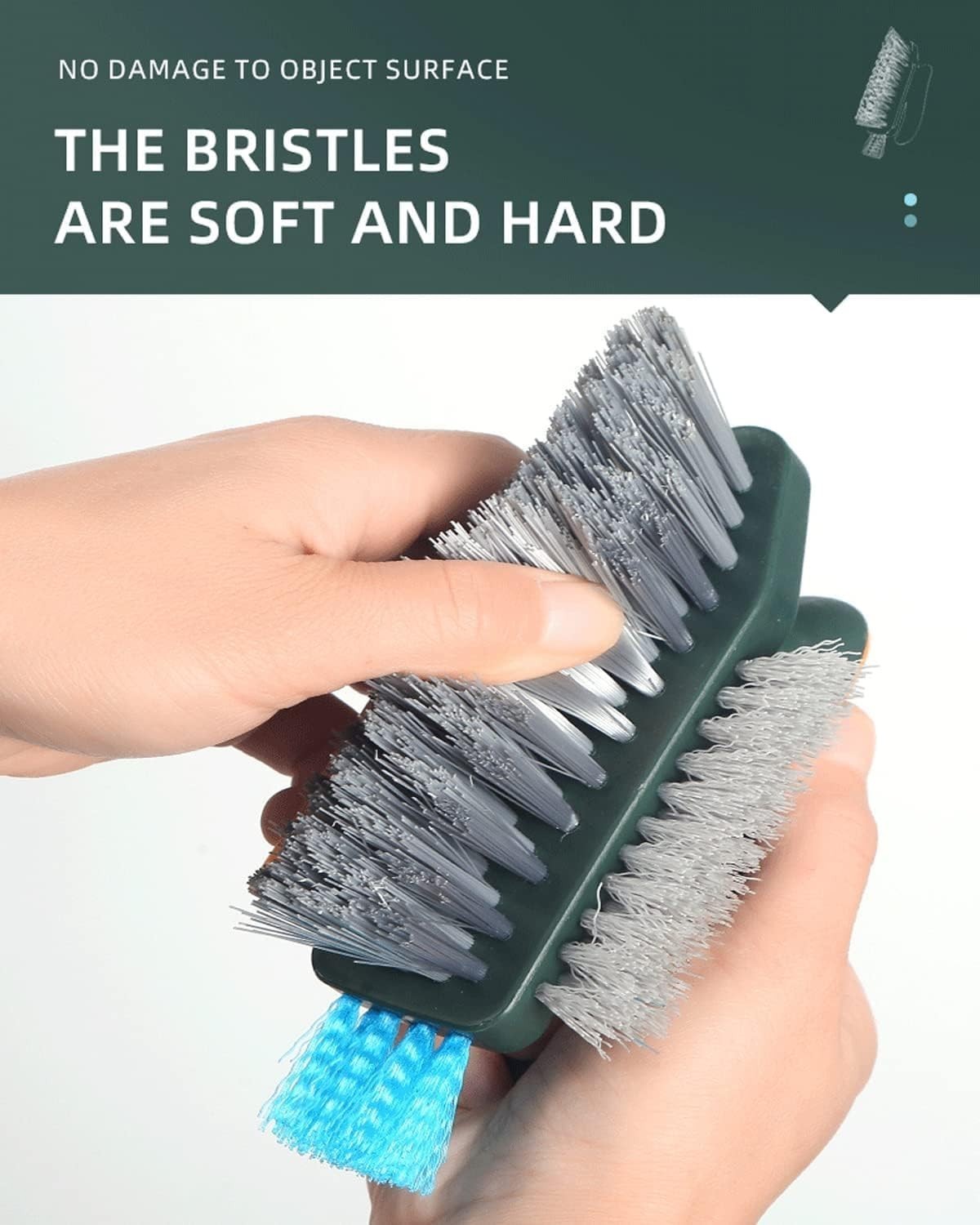 Scrub Brush, Scrubbing Brush with Scraper, V-Shape Stiff Bristles Hand Scrub Bru