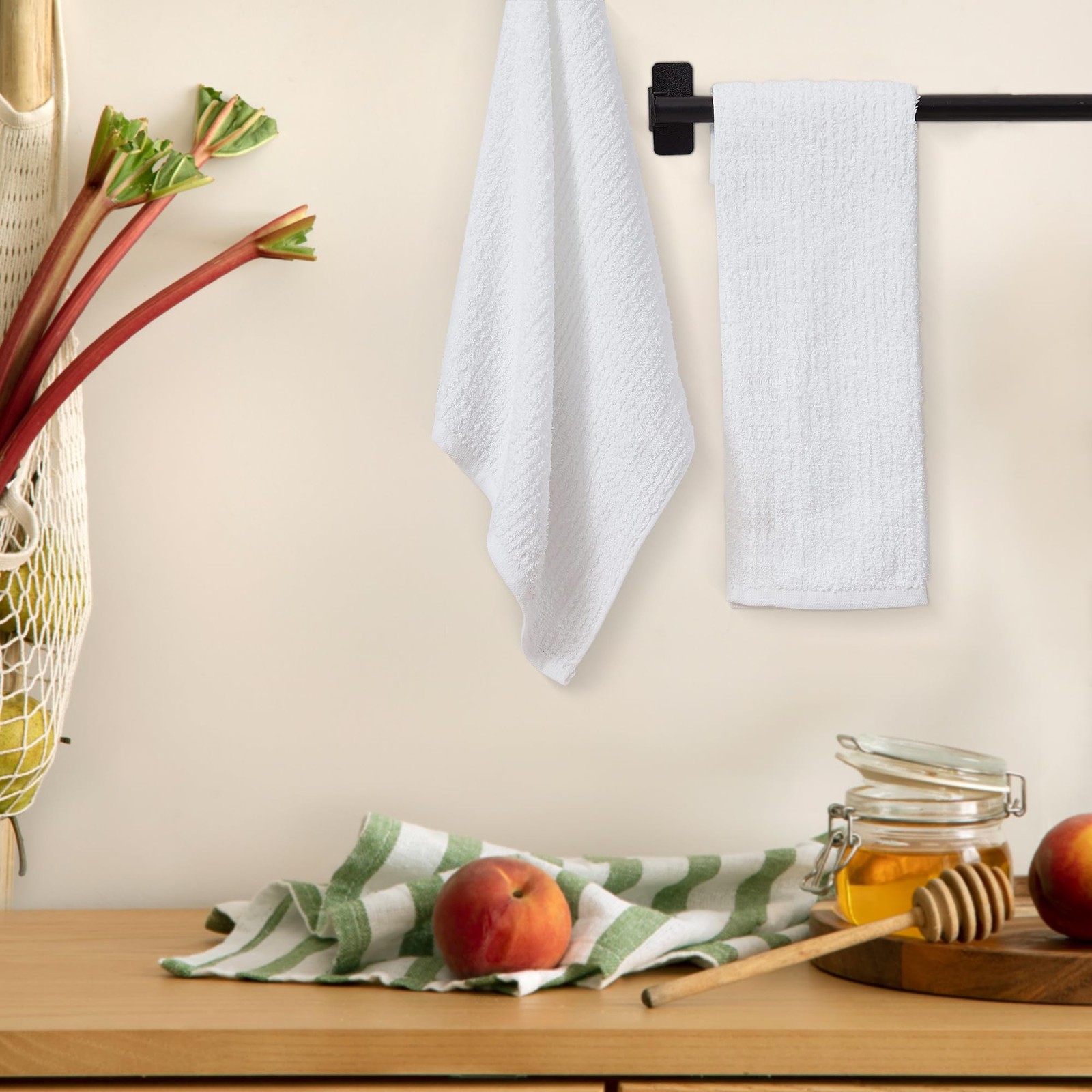 Ribbed Bar Mop Towels 16×19 (Pack of 12) Absorbent and Durable White Bar Towe…