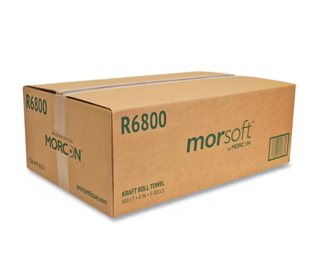 8 in. x 800 ft. Brown Morsoft Universal Roll Towels (6-Rolls/Carton)