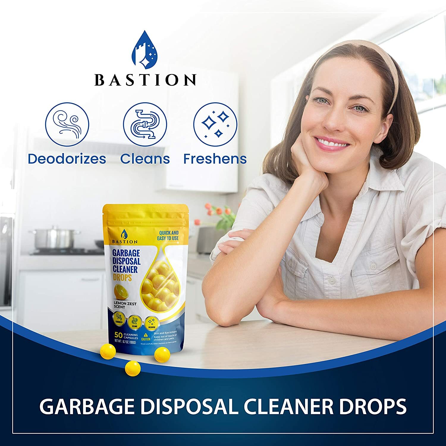 Garbage Disposal Cleaner and Deodorizer Drops by Bastion