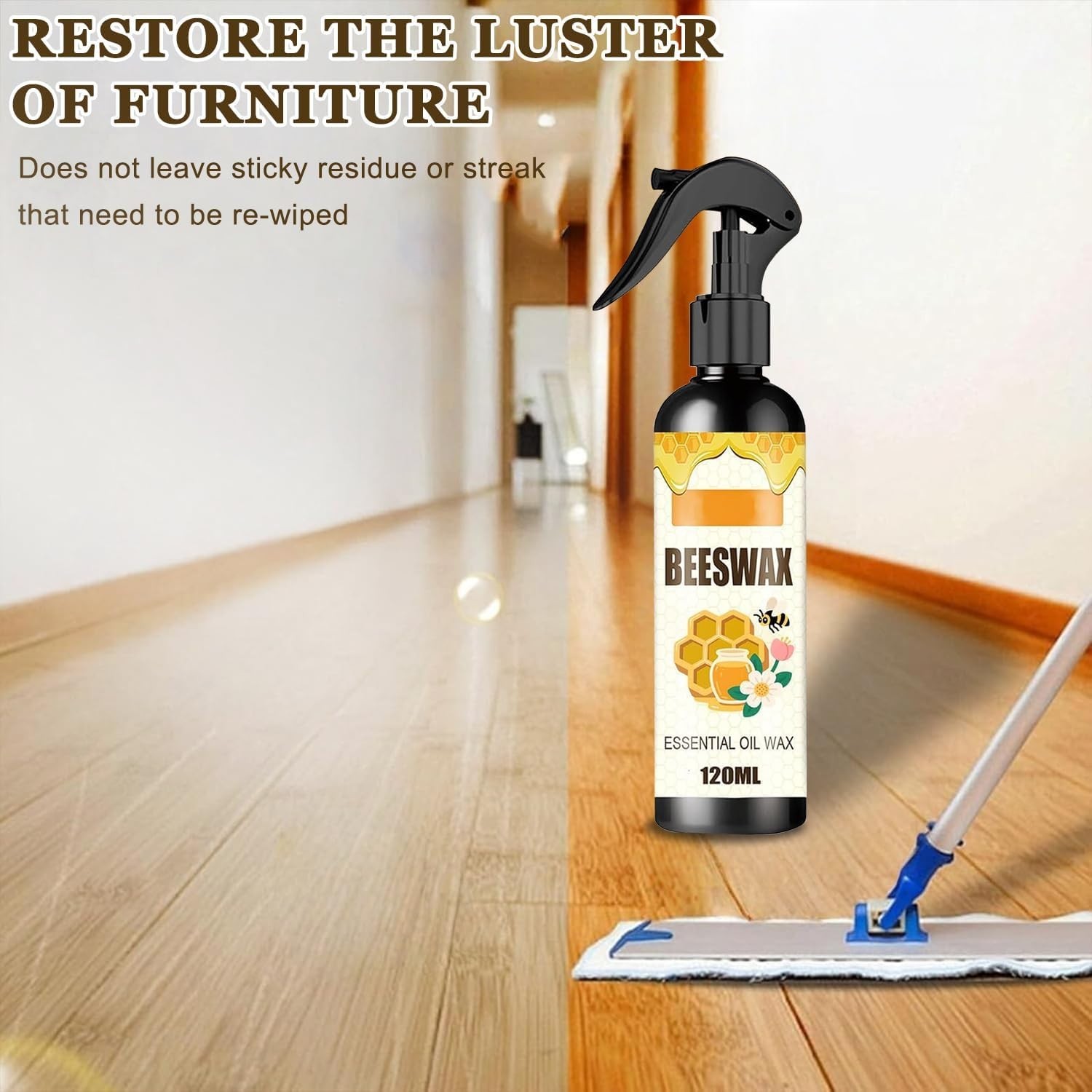 2PCS Beeswax Spray,Natural Furniture Polish, Spray Cleaner, Wood Polishing
