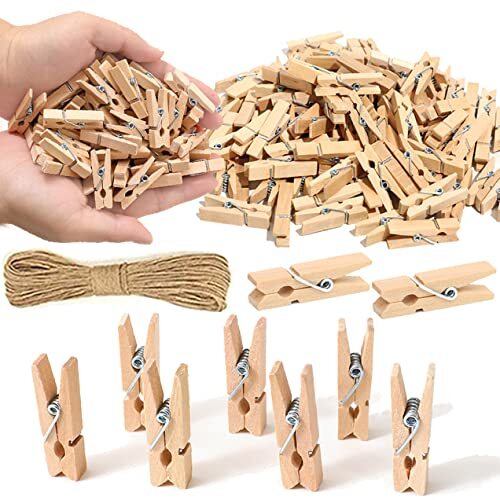 1.35 Inch Mini Clothes Pins for Photo【100 Pcs】 with 32 Natural Color 100 Pcs