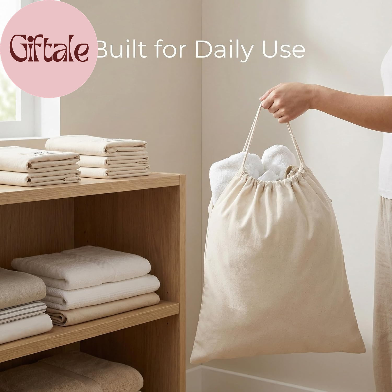 Laundry Bags 4-Pack 28”X36″ Extra-Large Cotton Canvas Heavy Duty Washable Durabl