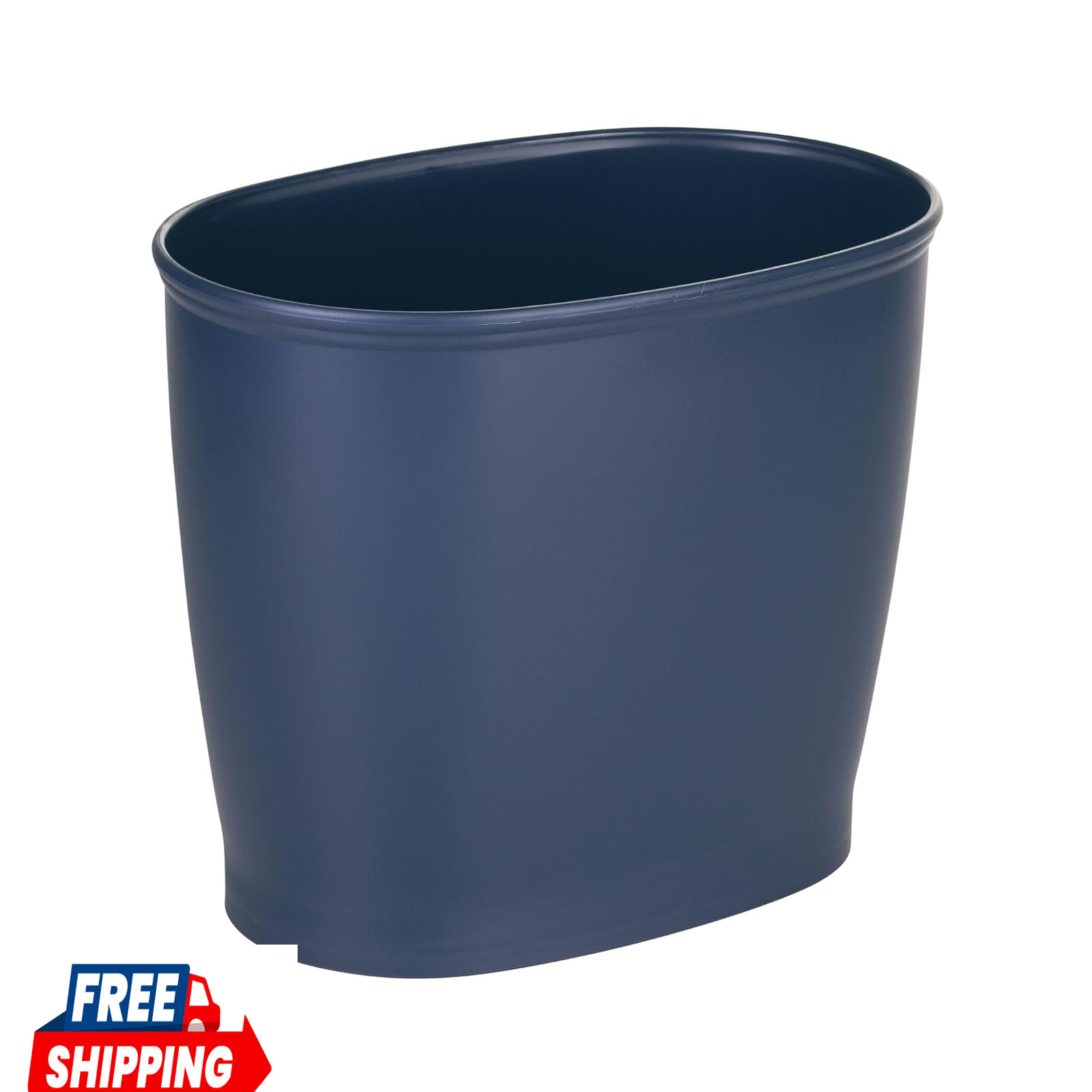 Slim Plastic Bathroom Trash Can, Navy Blue | Small, For Bedroom, Office, Desk