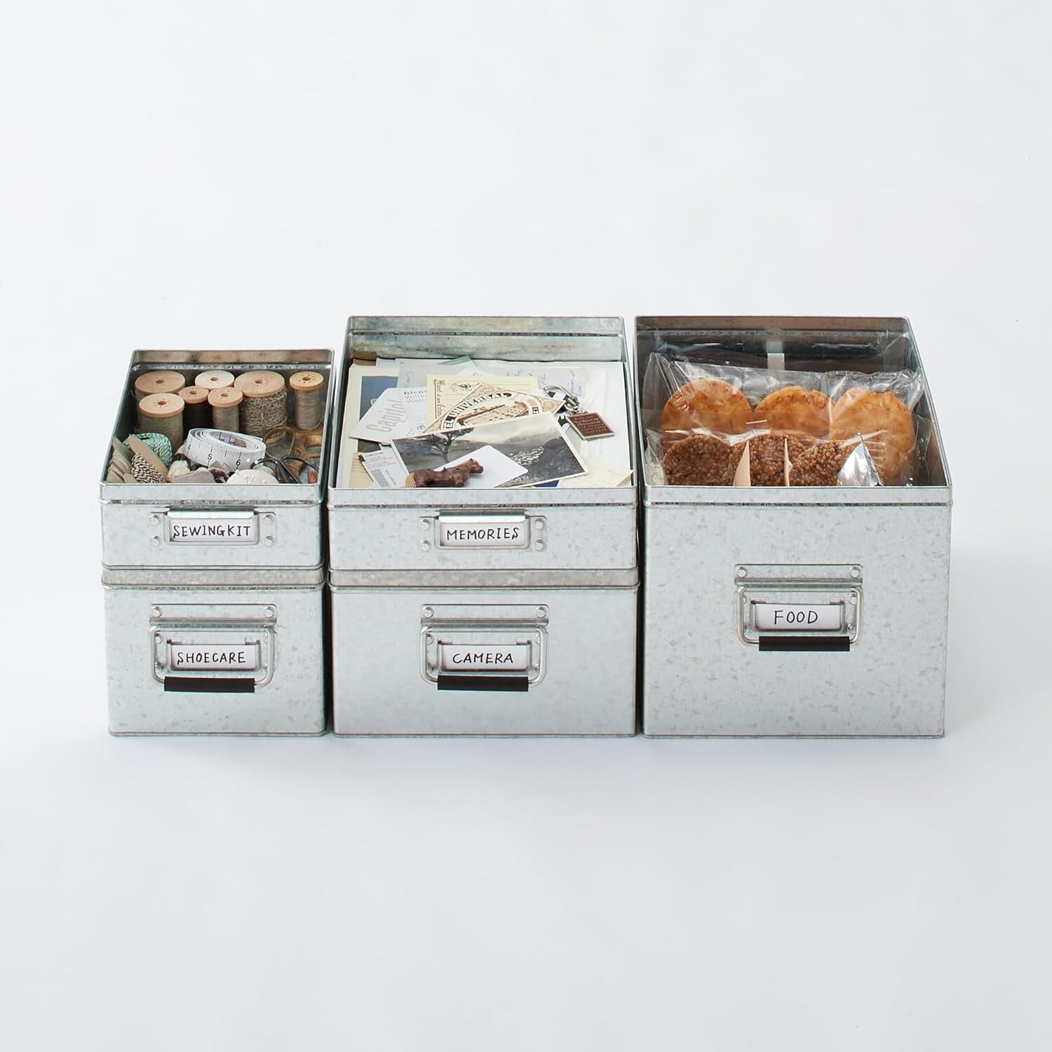MUJI MoMA Large Galvanized Iron Box 10.2 in × 14.5 in × 9.4 in Silver Storage