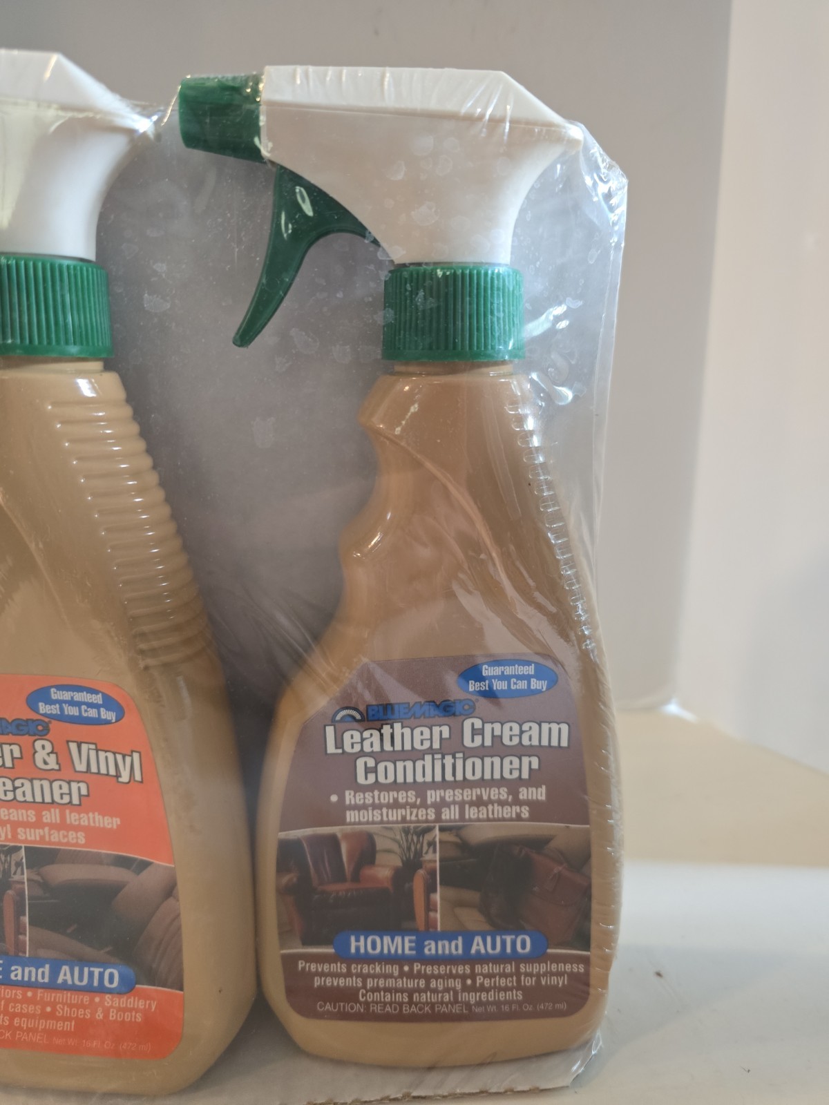 VTG Blue Magic Leather & Vinyl Cleaner Leather Cream Conditioner Home Auto 16 Oz
