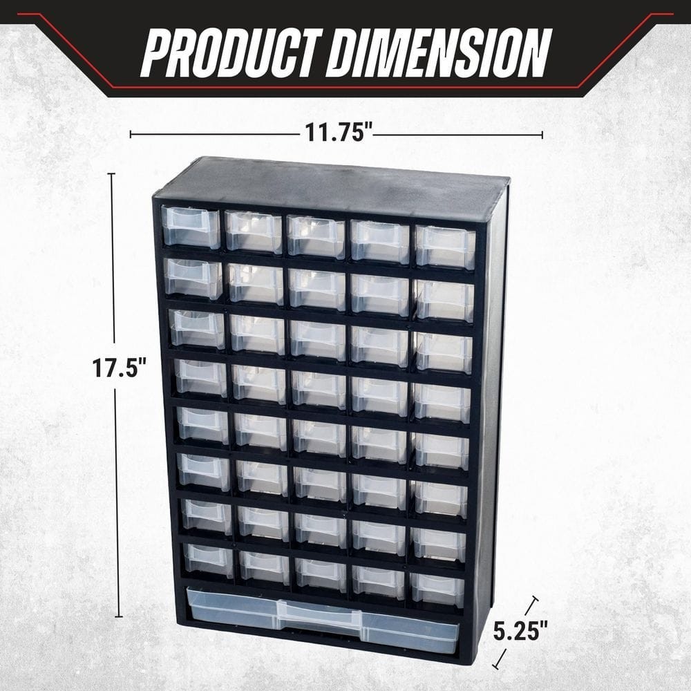 17.5 In. 41-Compartment Hardware Storage Small Parts Organizer in Black