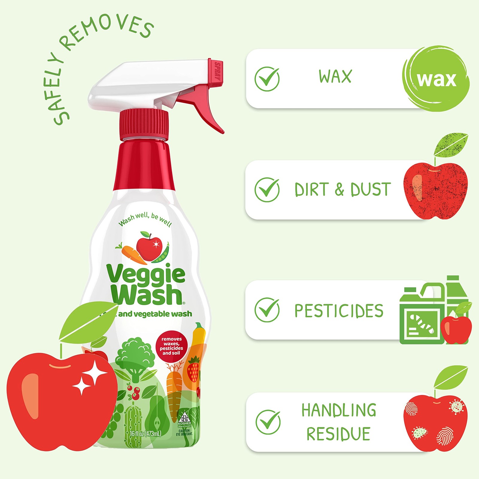 Fruit & Vegetable Wash, Produce Wash and Cleaner, 16-Fluid Ounce, Pack of 2, …