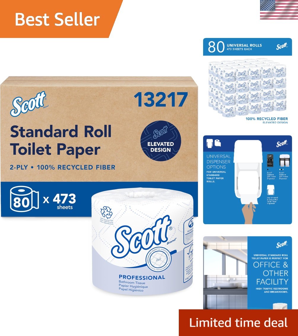 Recycled Fiber Toilet Paper Bulk Rolls 80 Pack 2-Ply Septic Safe White