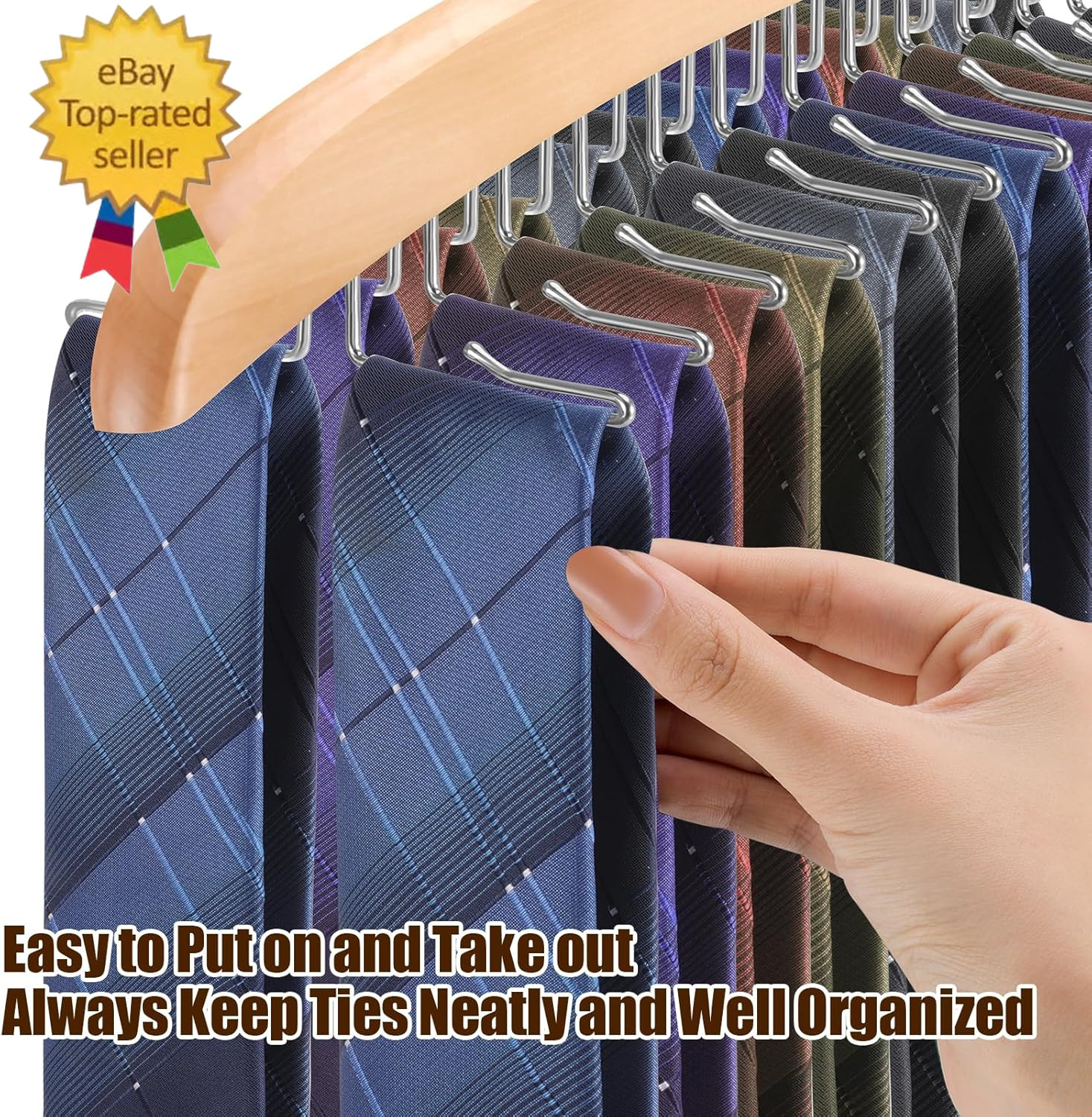 Tie Rack Hanger for Closet,360 Degree Rotating Tie Holder Organizer 24 Folding