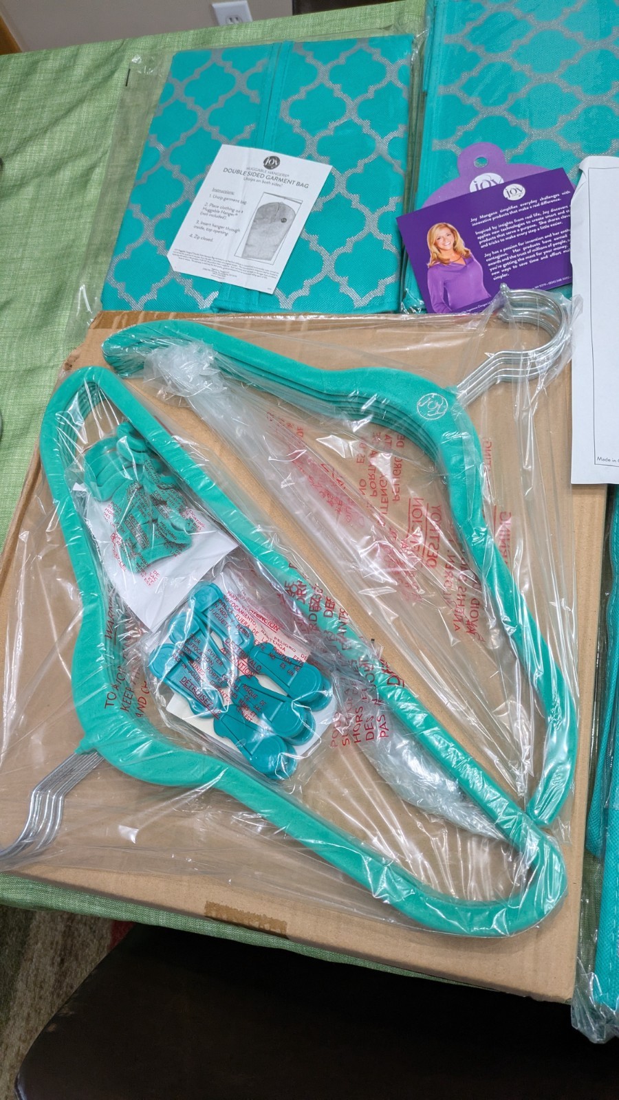 Joy Mangano Huggable Hangers Storage Organizer & Bins Teal Blue Set