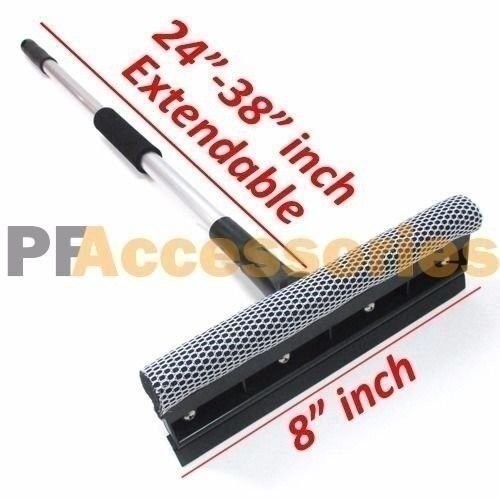 24 – 38″ inch Extendable Rubber Window Cleaning Squeegee & Sponge for Windshield