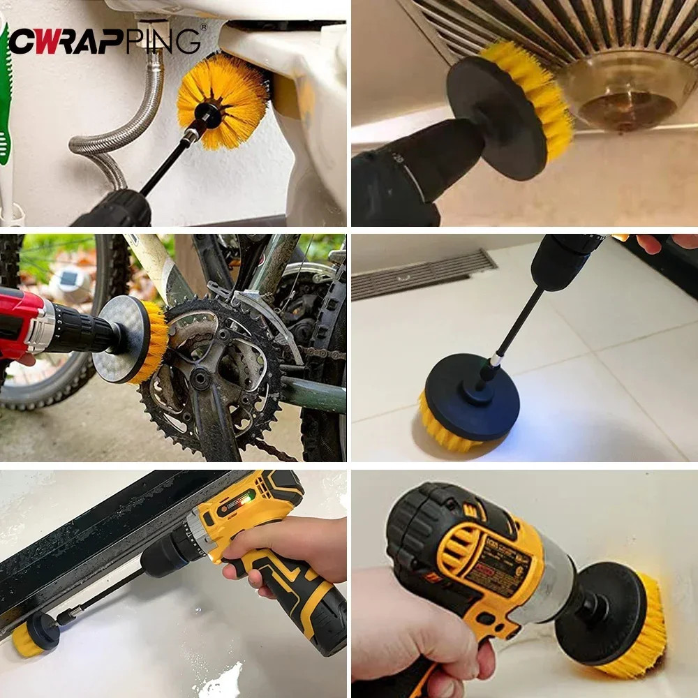 Nylon Drill Brush Set High Density Cleaning Brushes for Carpet Glass Tile