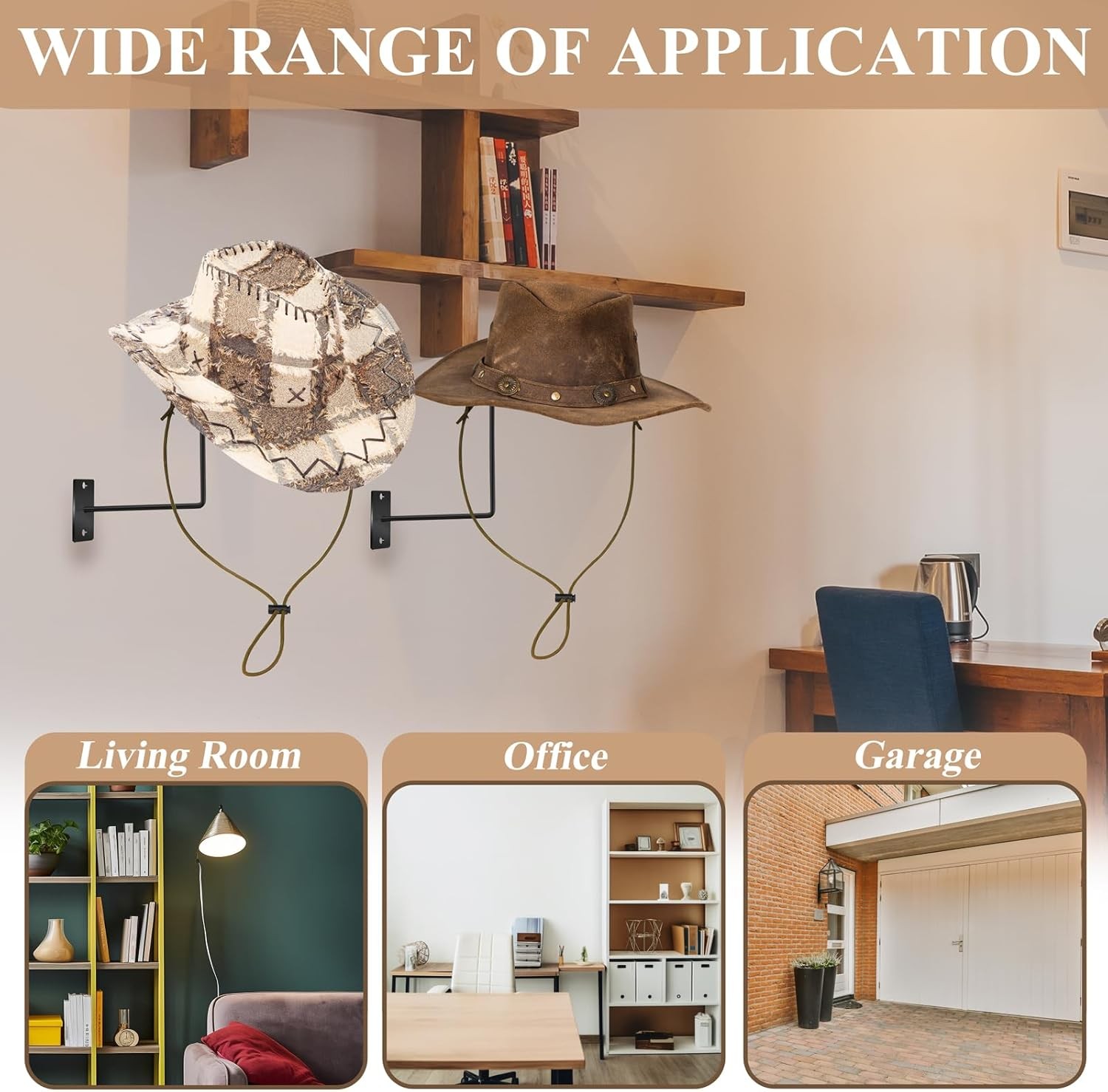 4 Pcs Cowboy Hat Rack Cowboy Hat Holder Metal Hat Hanger for Wall Hat Holder Mul
