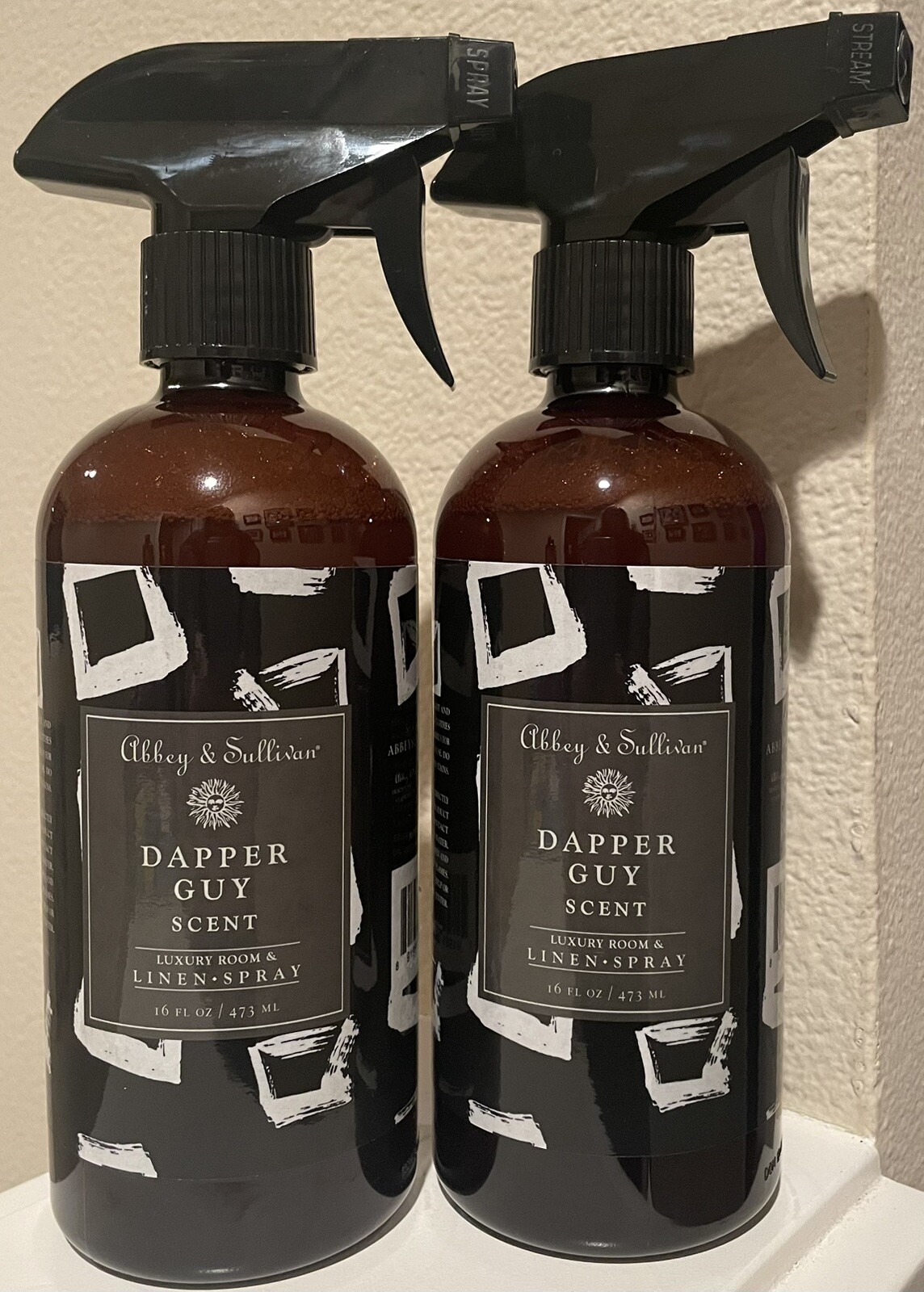 2 ABBEY & SULLIVAN DAPPER GUY SCENT LUXURY ROOM & LINEN SPRAY MIST 16 OZ Each