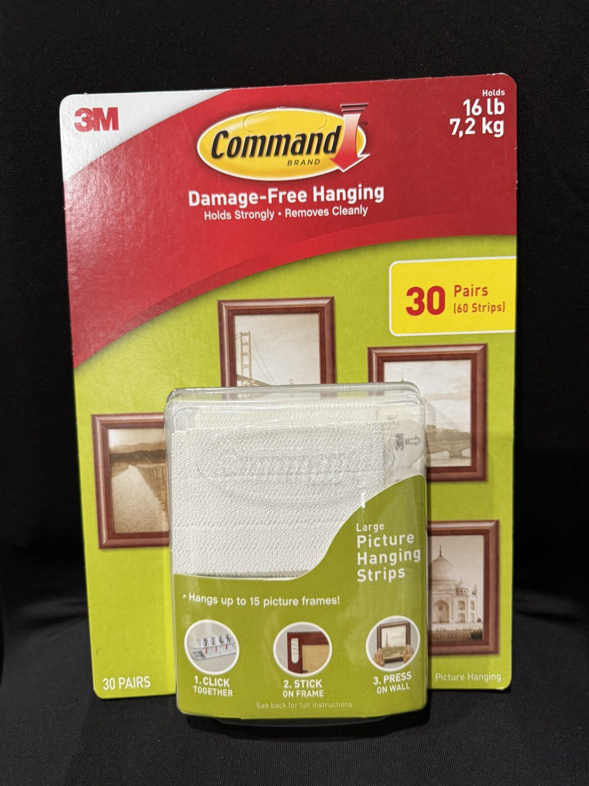 Command 3M 16 lb. Damage-Free Picture Hanging Strips 30 Pairs (60 Strips) NIB