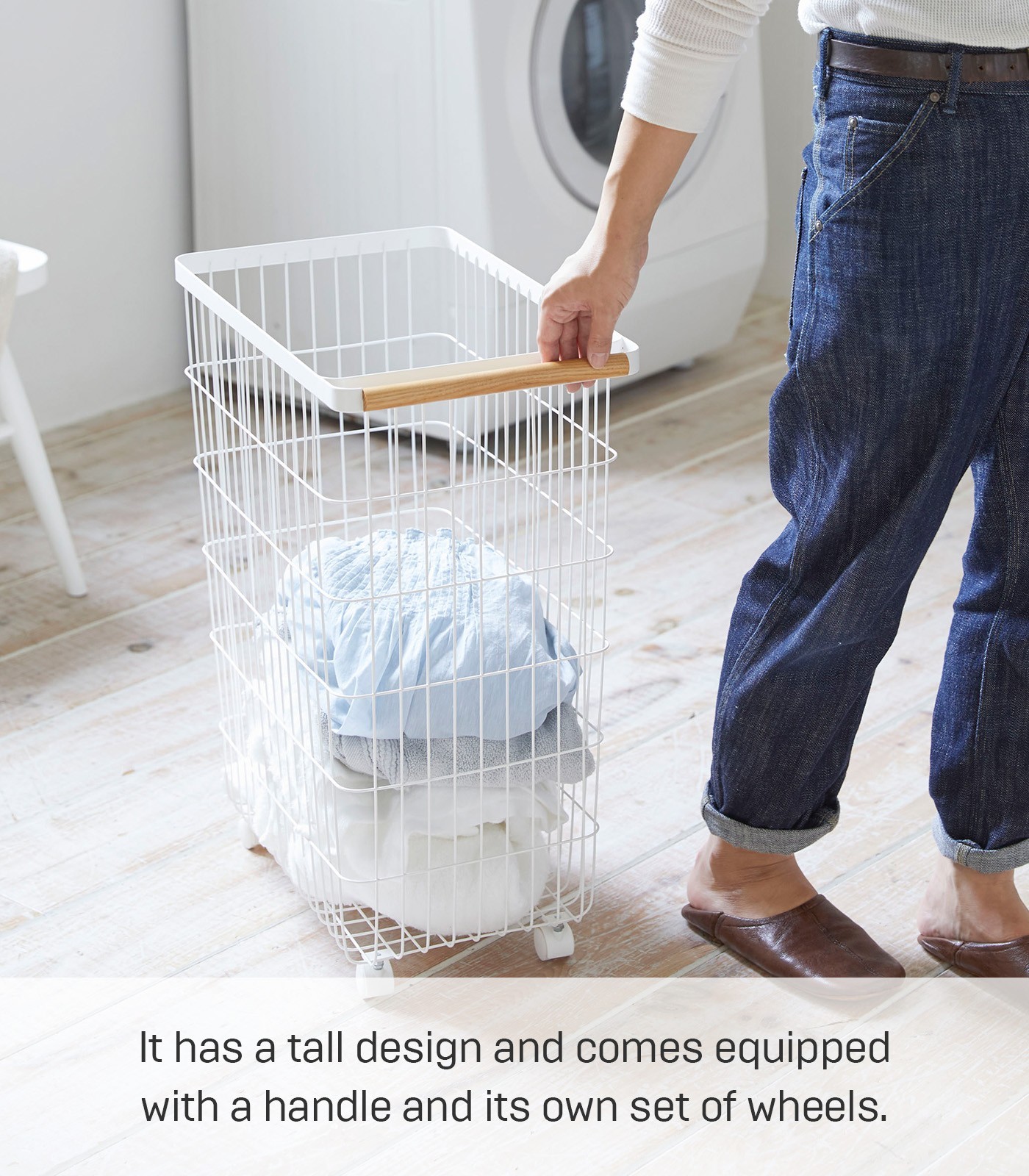 Yamazaki Home Rolling Wire Basket (24″ H) – Steel + Wood – 30% OFF MSRP