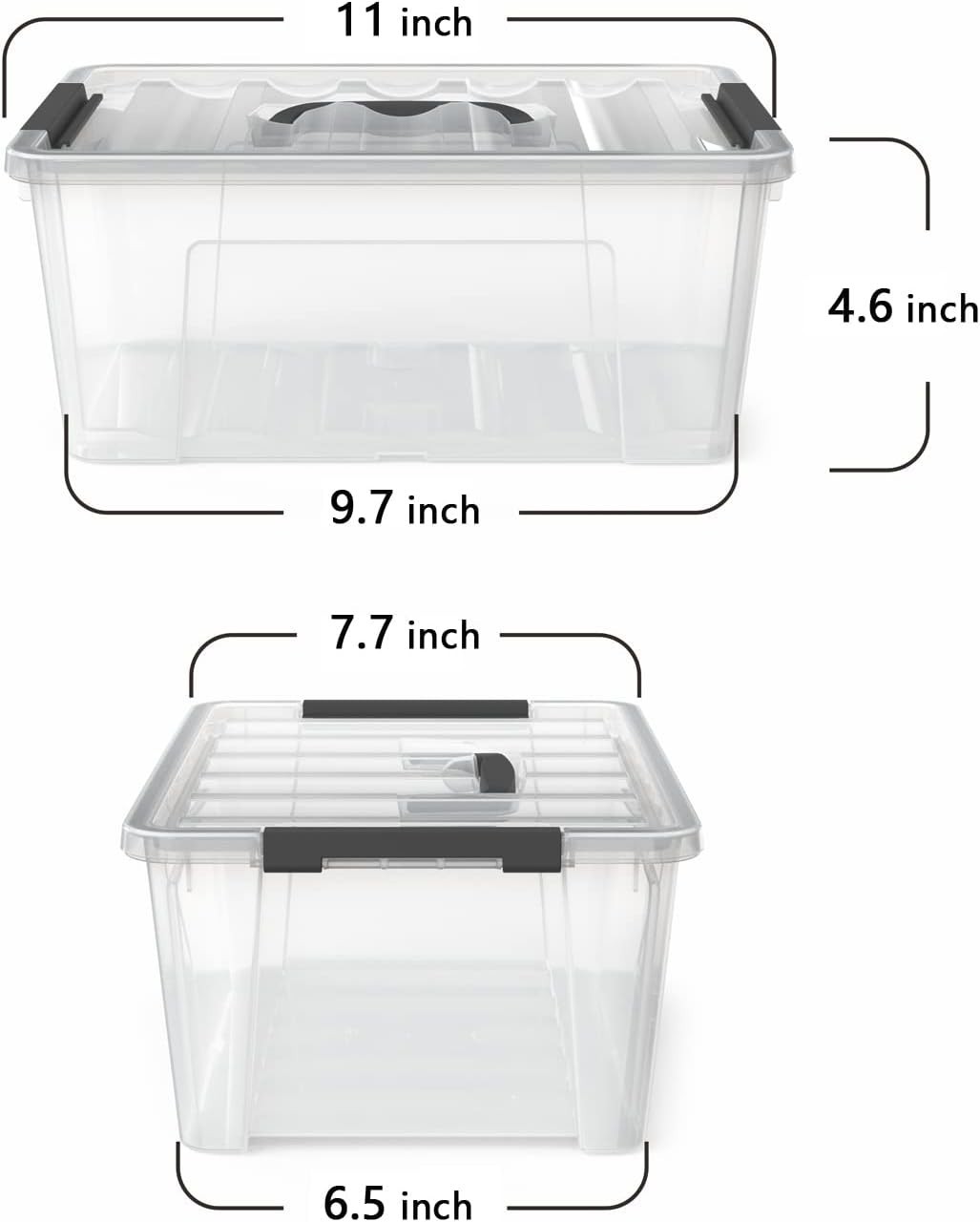 Minimalist Clear Storage Boxes 6-Pack – 5-Litre Capacity with Lockable Lids