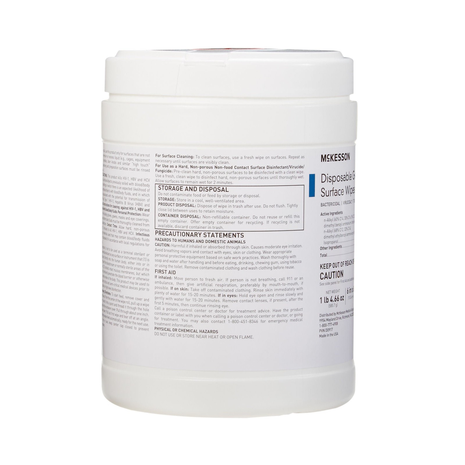 McKesson Surface Disinfectant Wipe Canister Alcohol Scent 800 Ct 50-66160
