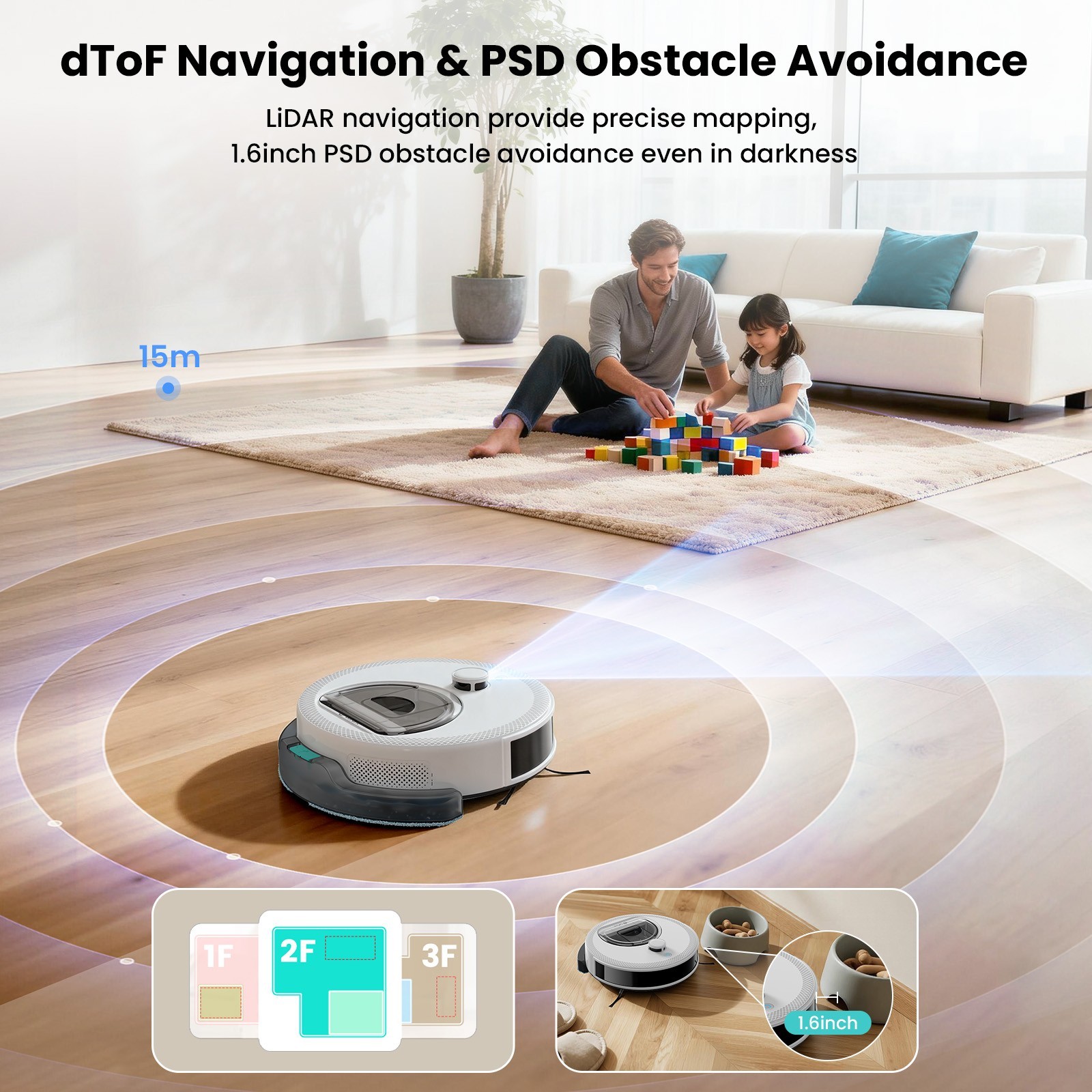 Lefant M330S LiDAR Navigation Robot Vacuum and Mop 450ml Visible Dustbin White