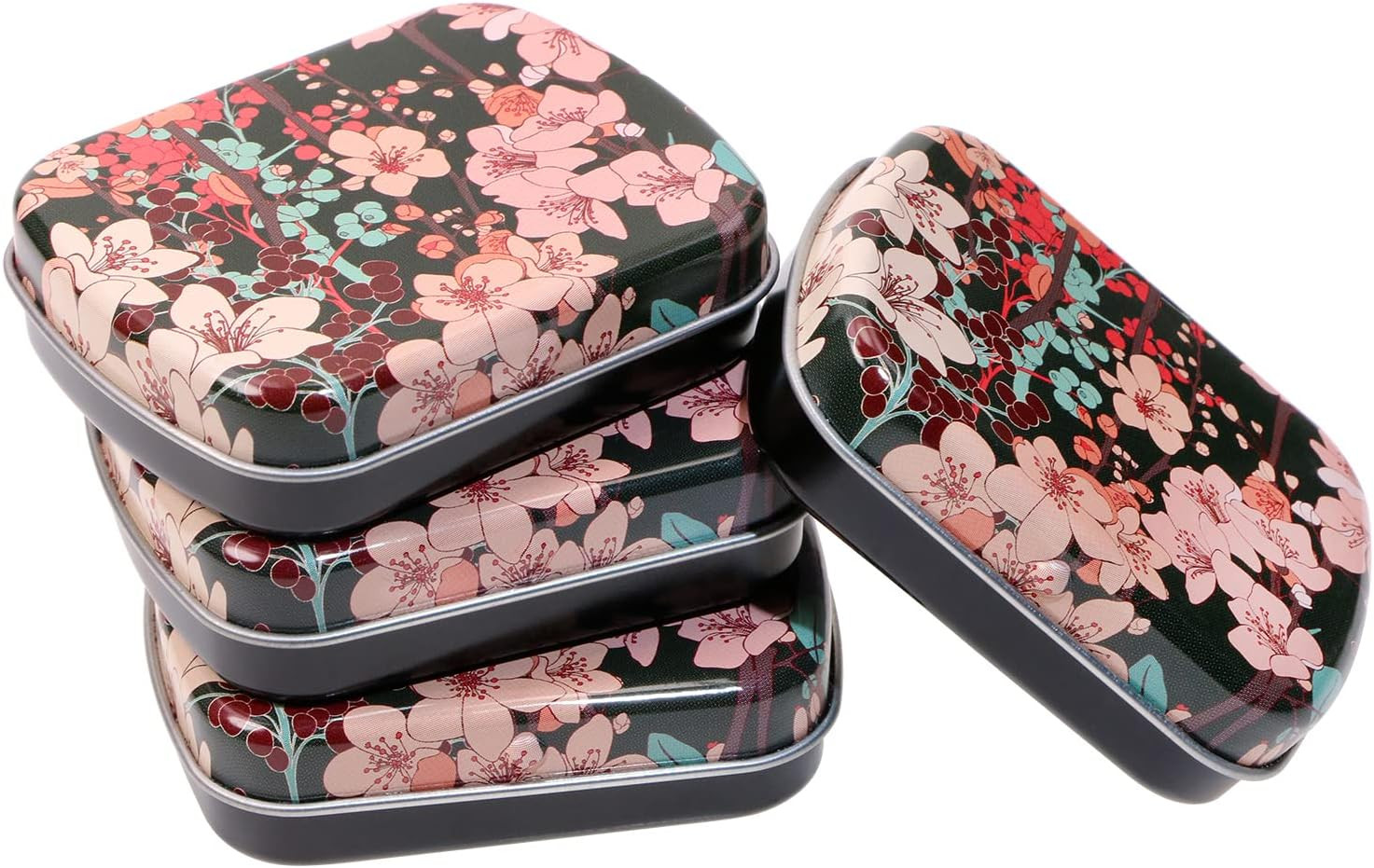 Small Metal Portable Storage Box, Mini Rectangle Empty Hinged Tins with Lid, Hom