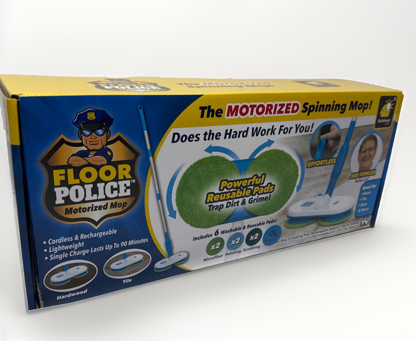 Floor Police Cordless Motorized Spin Mop by BulbHead As Seen on TV New in box