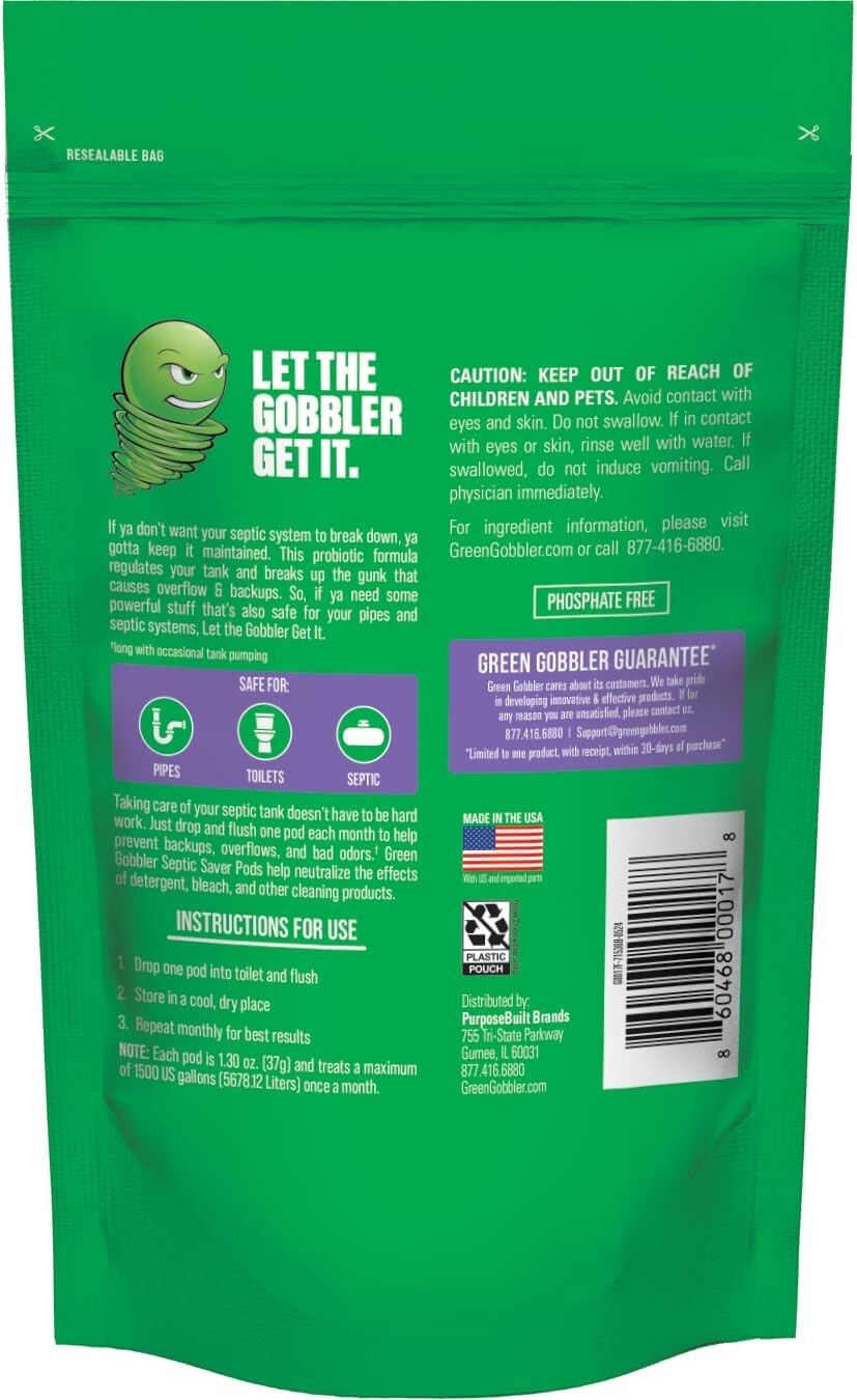 Natural Septic Saver Pods – Monthly Maintenance for Your Tank, 12 Pods Included