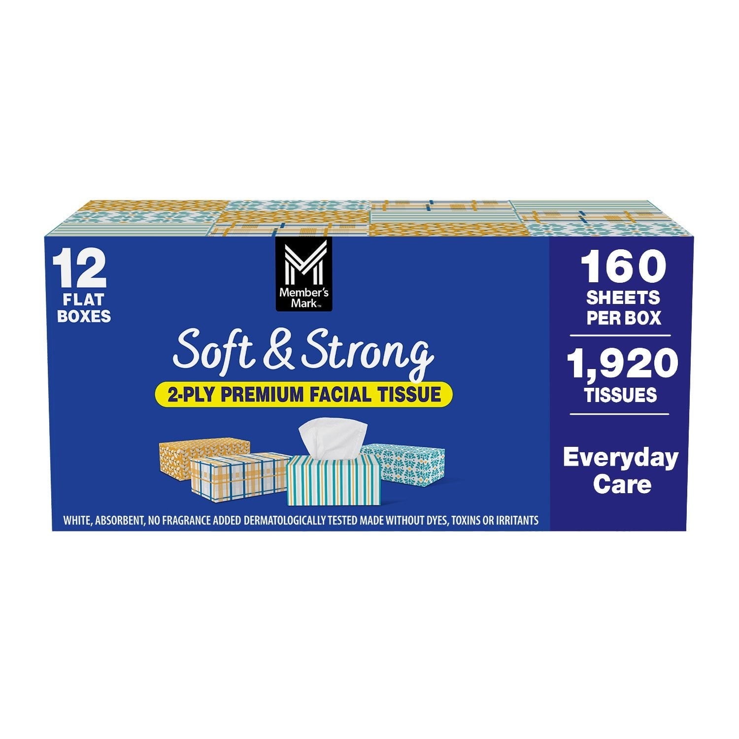 Member’s Mark Soft & Strong 2-Ply Premium Facial Tissues 12 Flat Boxes