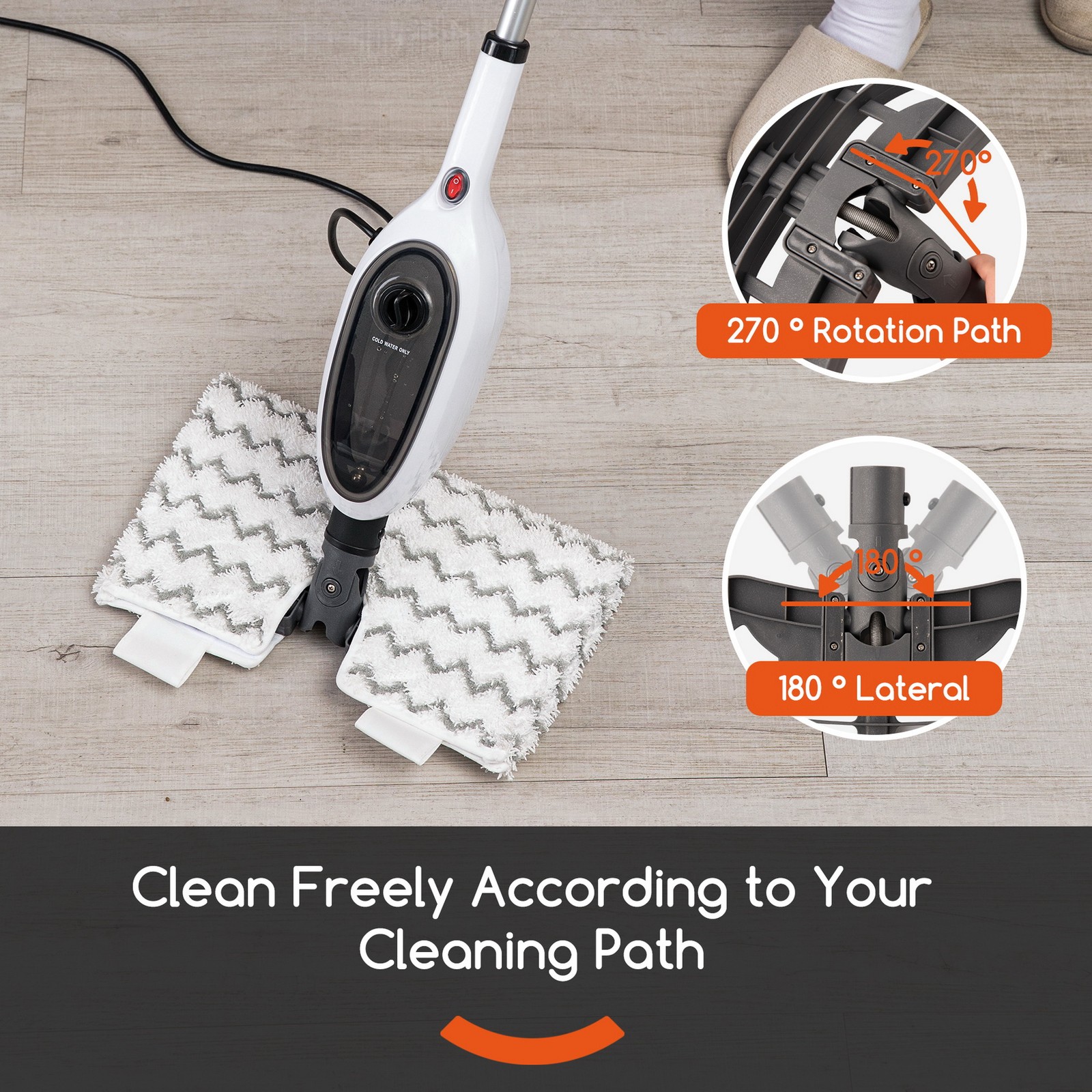 10-in-1 Floor Cleaning Electrical Steam Mops Cleaner Flip Design 15s FastHeating